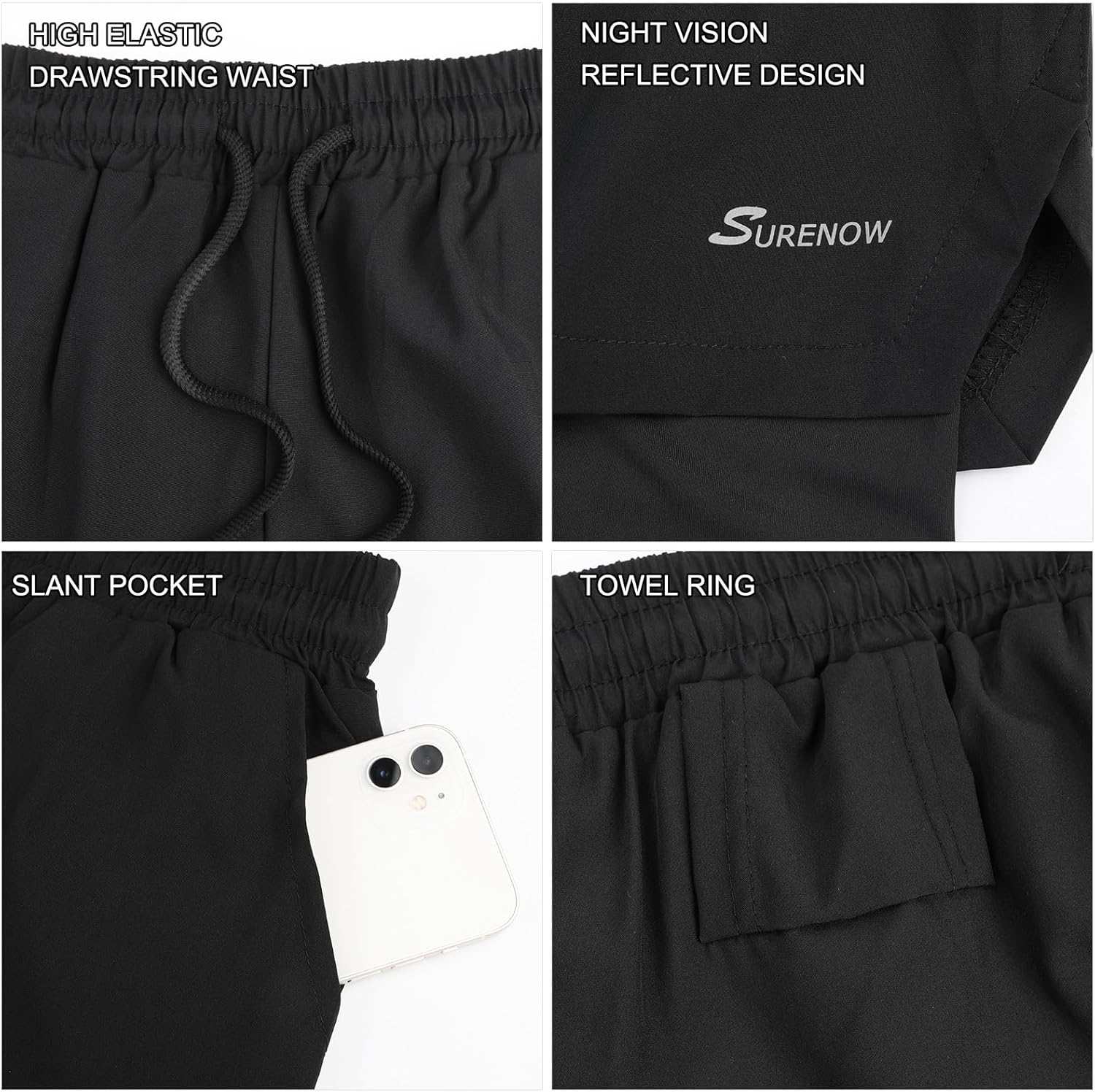 Detalle 2 de Surenow Mens 2-in-1 Running Shorts with Liner