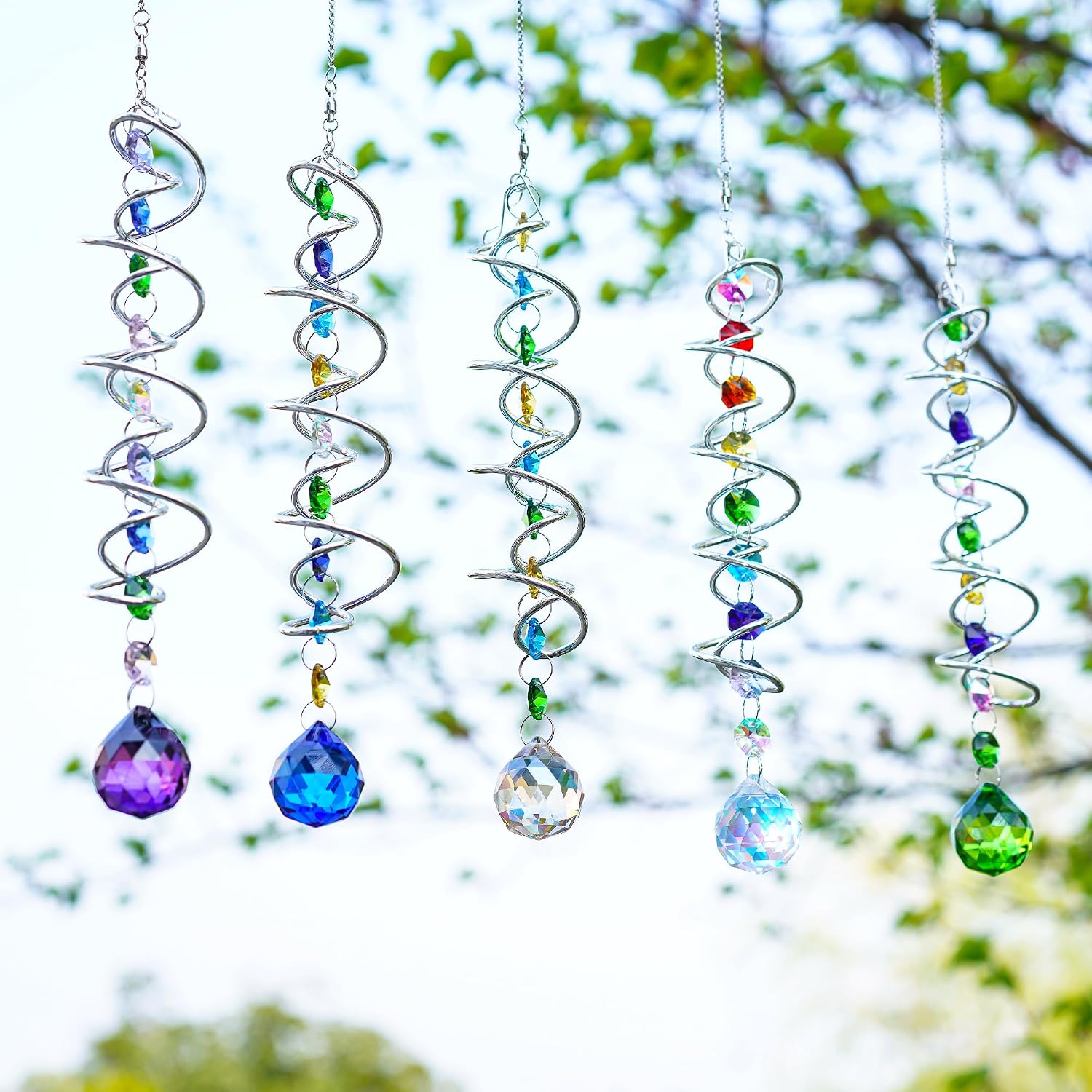 Thumbnail 2 de H&D HYALINE & DORA 5 Pack crystal sun catchers wind spinners for windows, gardens and indoor décor