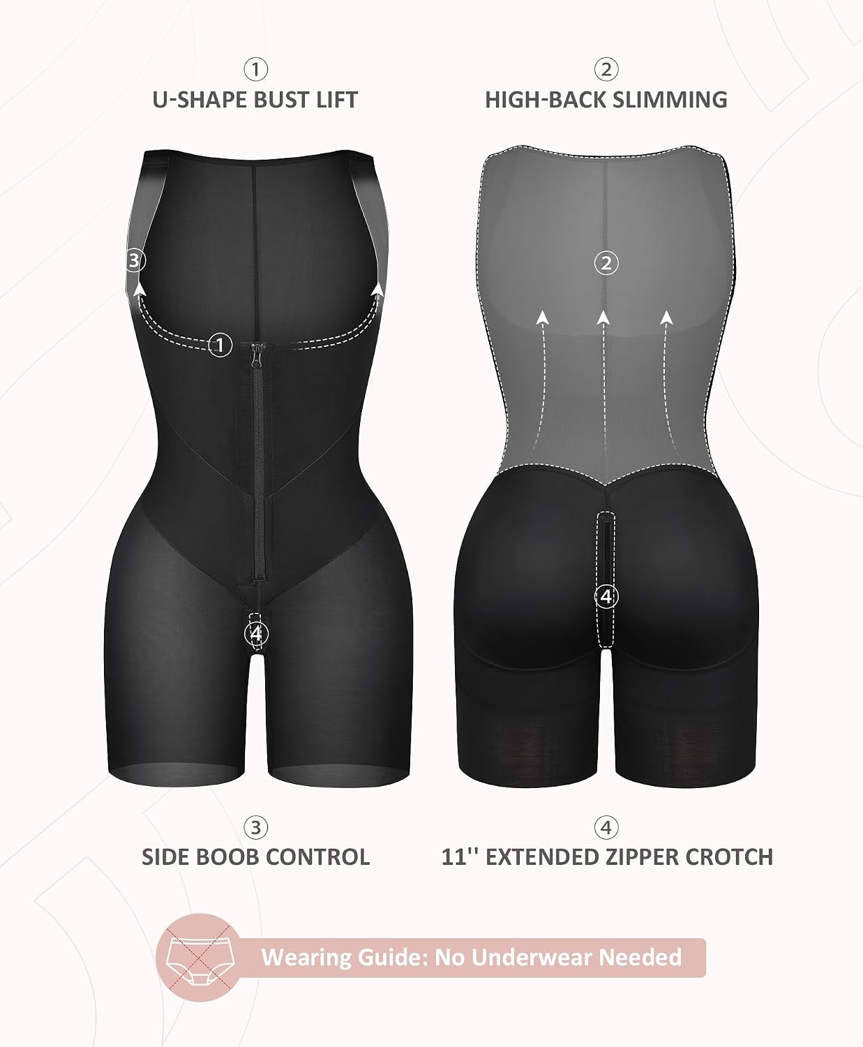 Thumbnail 6 de FeelinGirl Feelvibe Shapewear Bodysuit with Tummy Control and Crotch Zipper