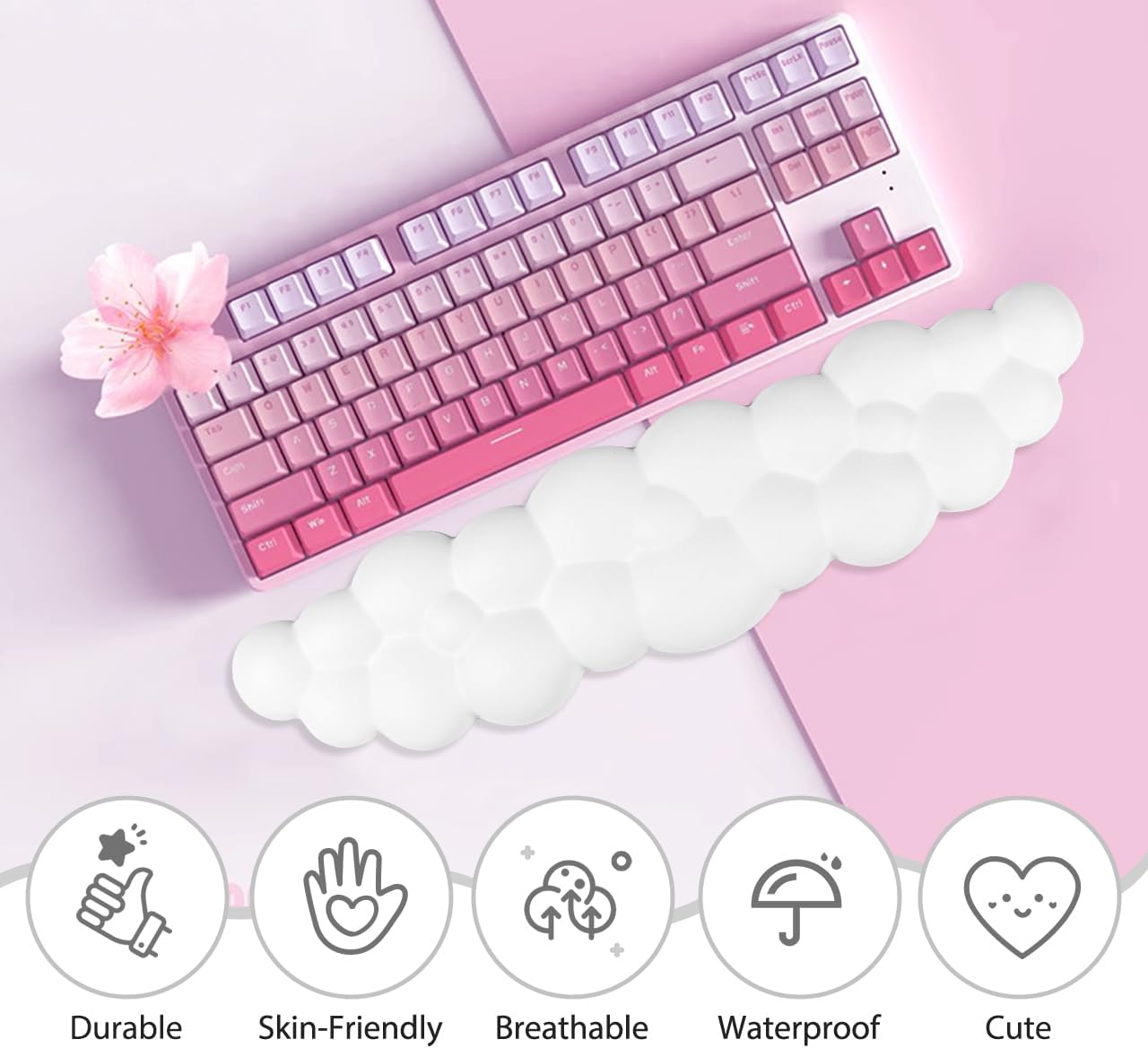 Detalle 2 de JIKIOU WRIST-A Cloud Wrist Rest Set with Memory Foam and Non-Slip Base