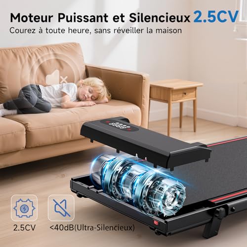 Thumbnail 3 de Dskeuzeew tapis de course pliable 2-en-1, 2,5 HP, bande de 40 × 100 cm