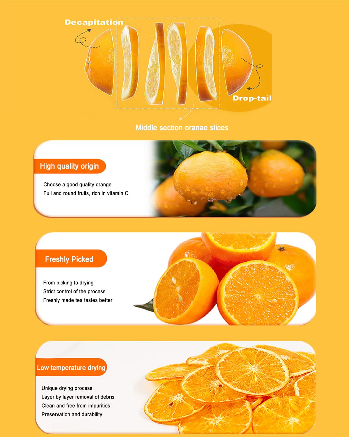 Detalle de Dried Orange Slices, 7.1 oz / 200 g, Sugar-Free, Approx. 40–50+ Slices