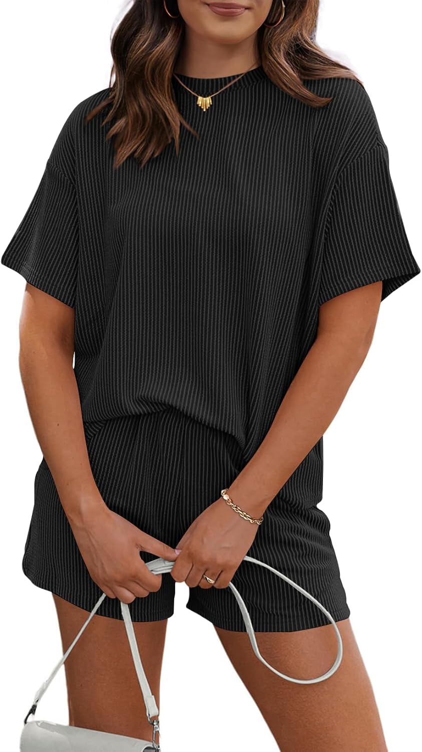 Thumbnail 5 de RUBZOOF Women's 2 Piece Knit Lounge Set — Short Sleeve Top + Shorts