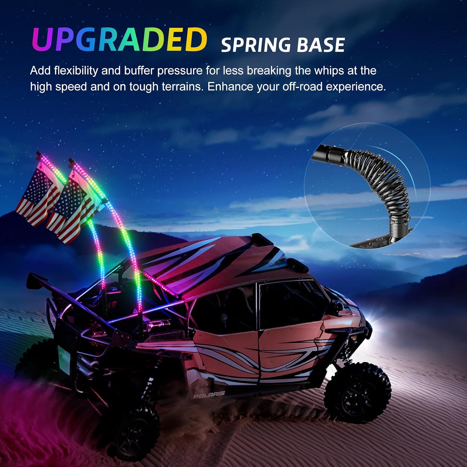 Detalle de Ehaho 3FT Whip Lights RGBW for UTVs