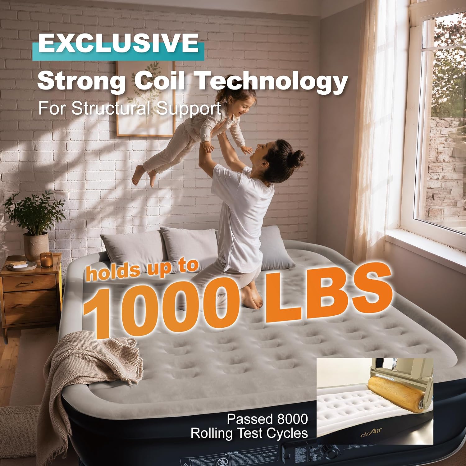 Detalle de Dr. Air DAC-WBK01A King Air Mattress, Built-In Pump, 18-Inch, 1,000-lb Capacity