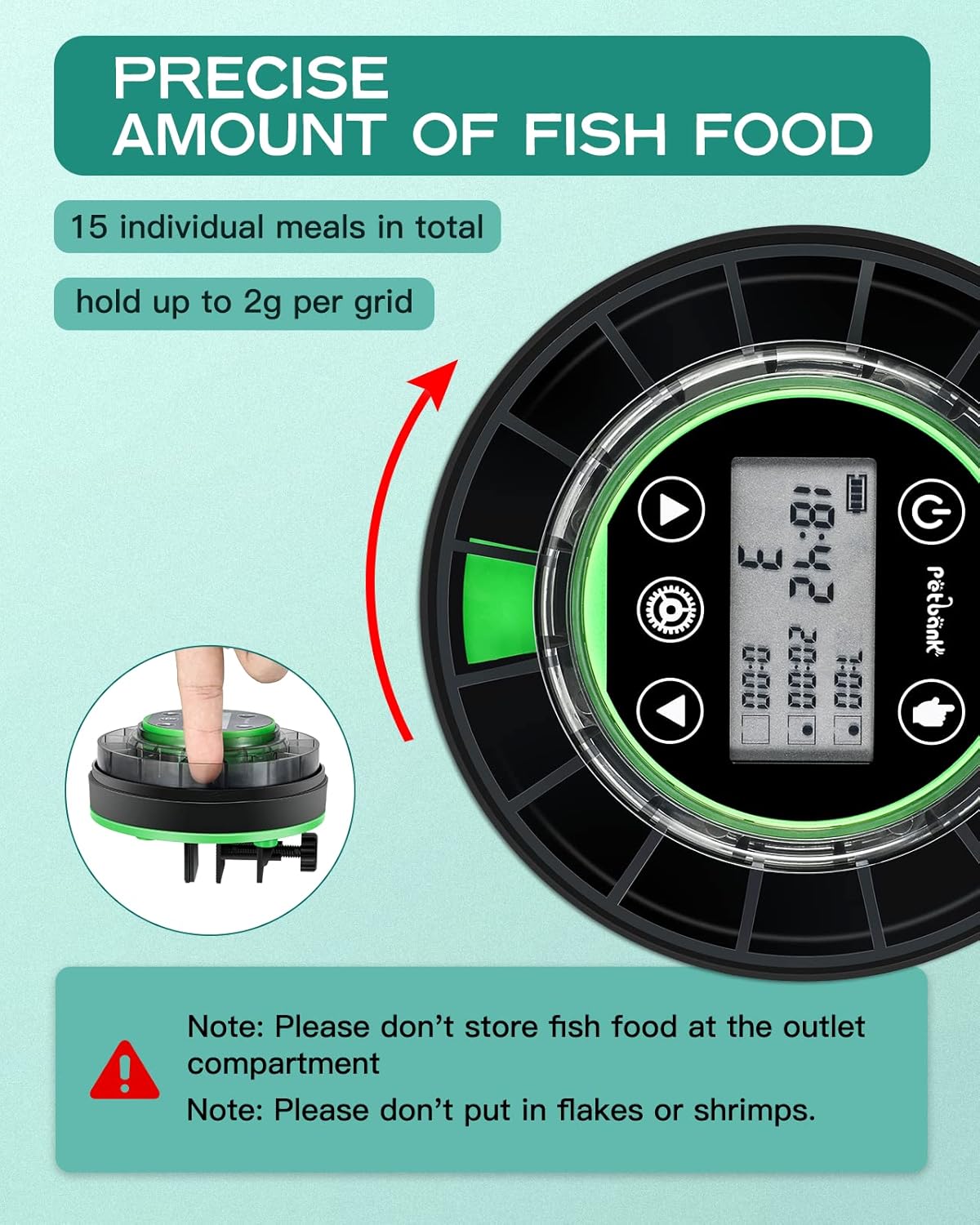 Detalle 2 de Petbank Alimentador Automático de Peces 15 comidas