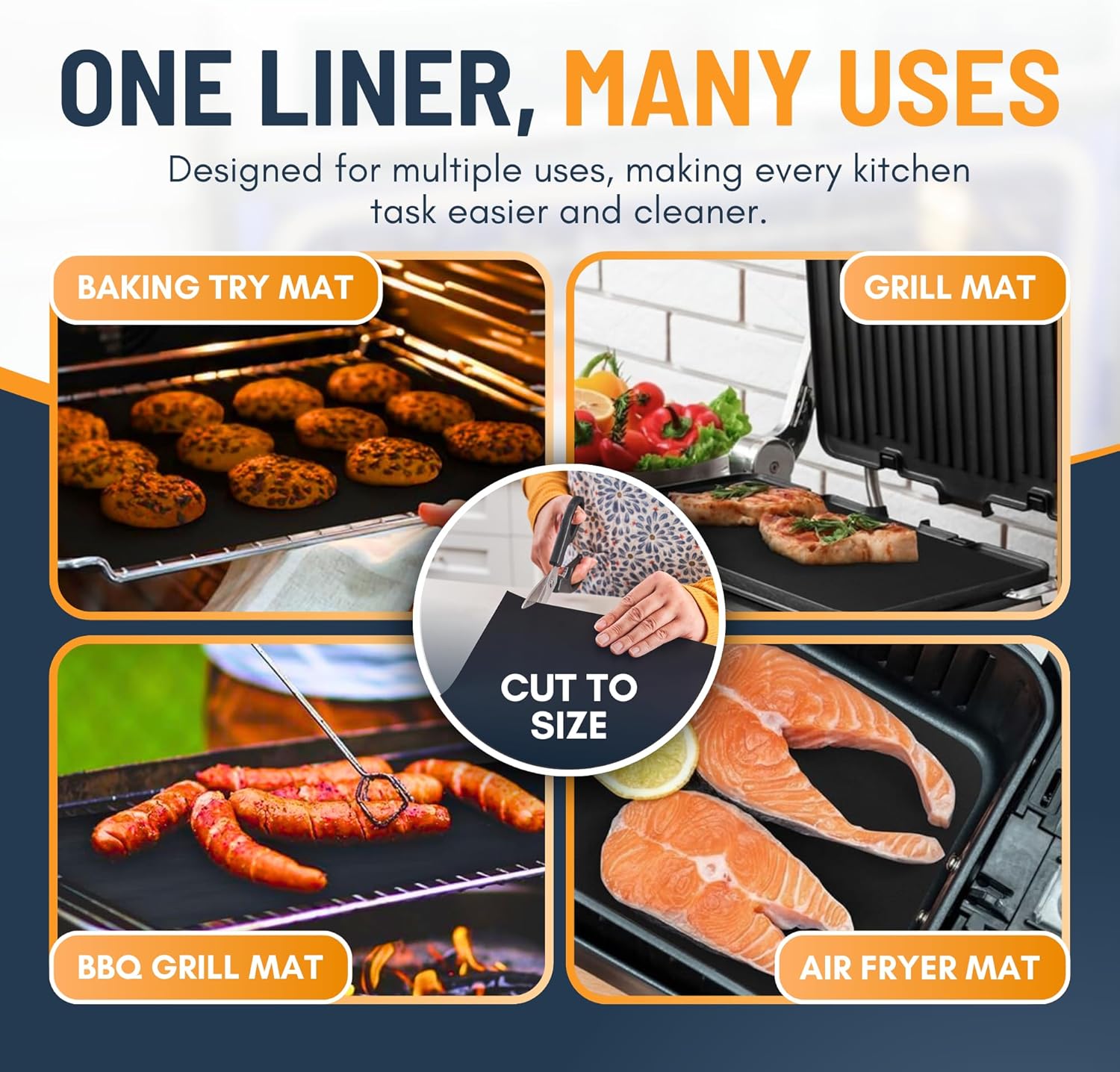 Detalle de Linda’s Essentials Extra Large Oven Liners for Bottom of Oven (2 Pack) — Universal Non-Stick Heat-Resistant Liners, 63.5 x 43 cm