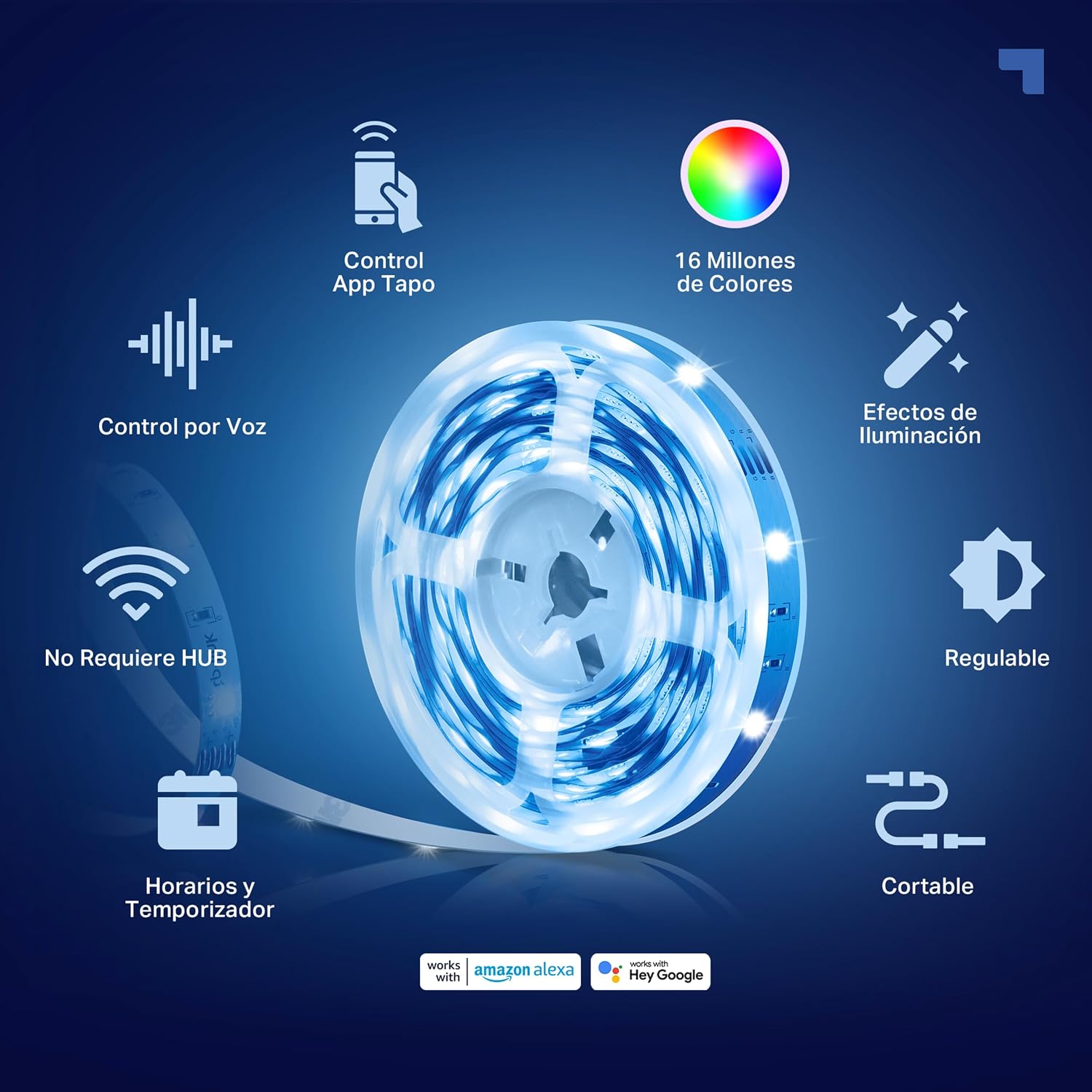 Detalle de Tapo L900-5: Tira LED Inteligente WiFi multicolor RGB para decorar y adaptar ambientes