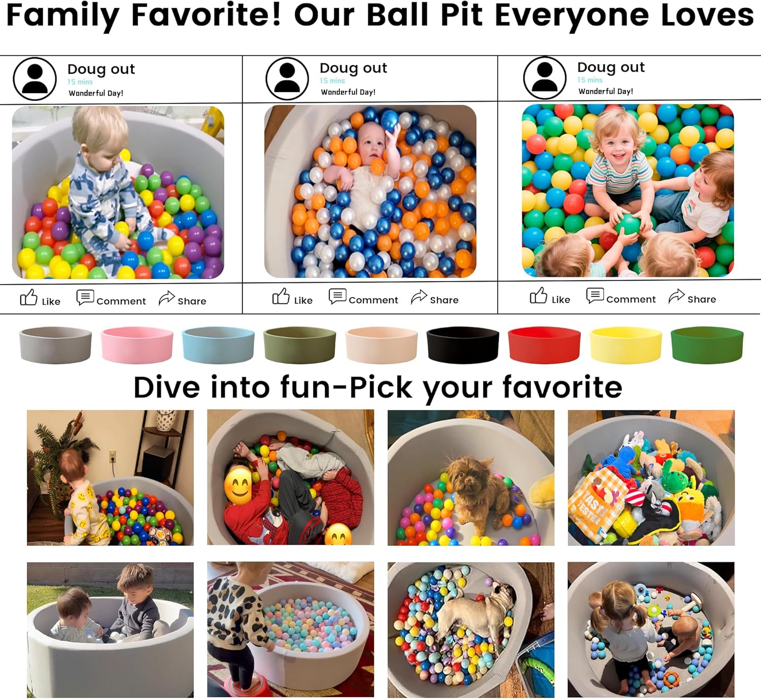 Thumbnail 6 de Ball Pit for Toddlers 1-3 Memory Foam Ball Pit (31.5 x 11.8 in) – Beige, no balls