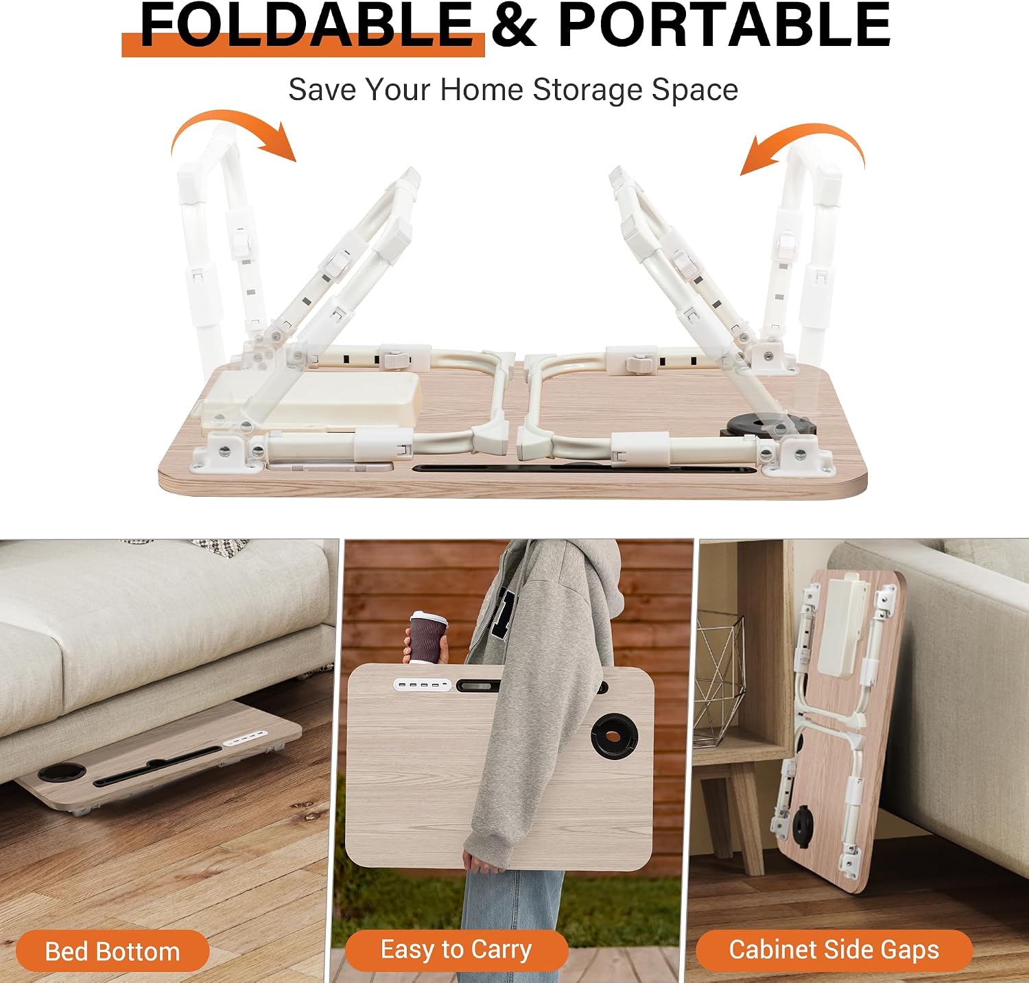 Thumbnail 6 de DECOSIS Adjustable Lap Desk for Bed, 17-Inch Laptop Fit, USB Ports, Glacier