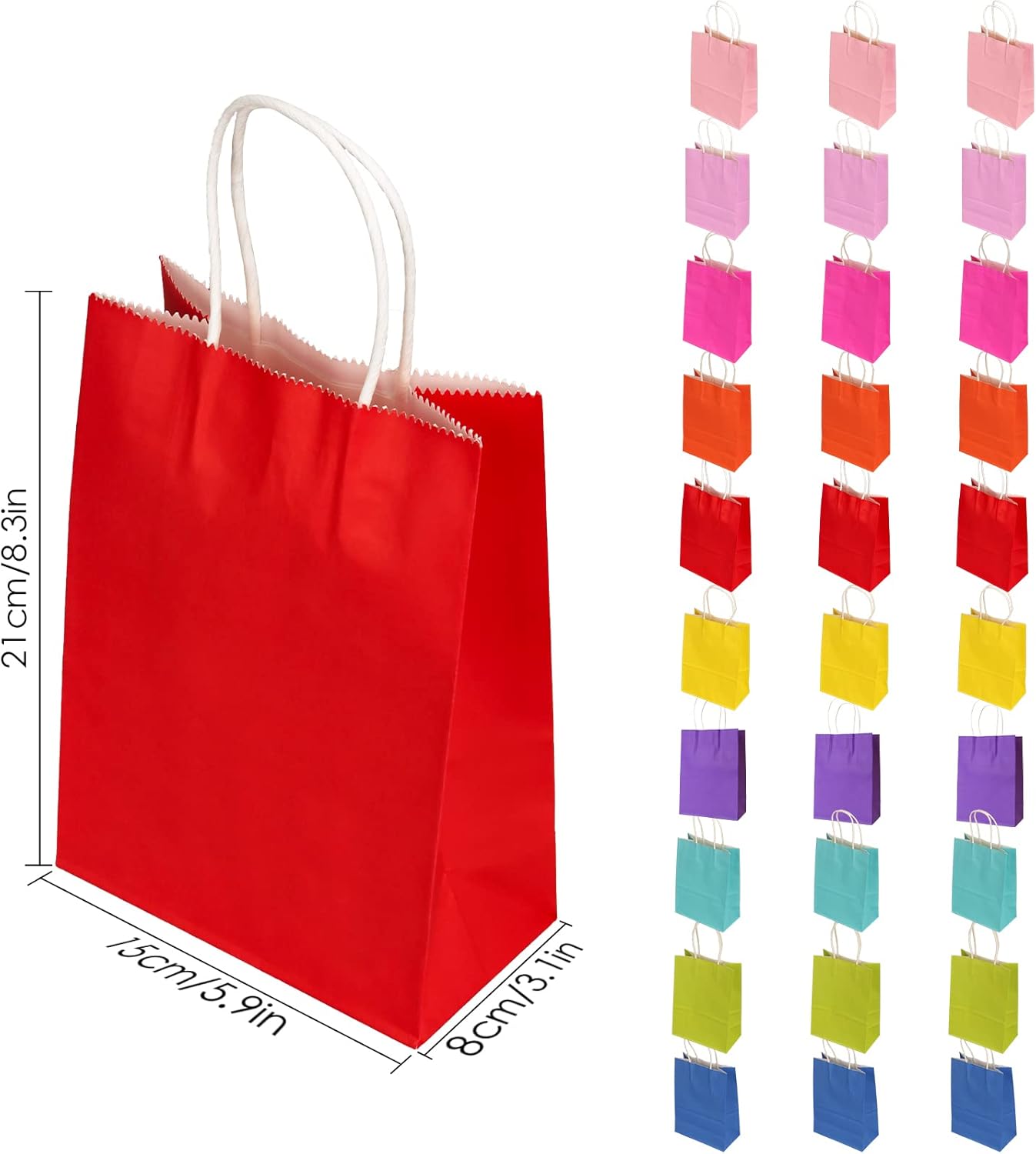 Thumbnail 1 de 30 Stück Papiertüten 10 Farben mit Henkel – Kraftpapiertüten für Geschenke, Hochzeit, Kindergeburtstag