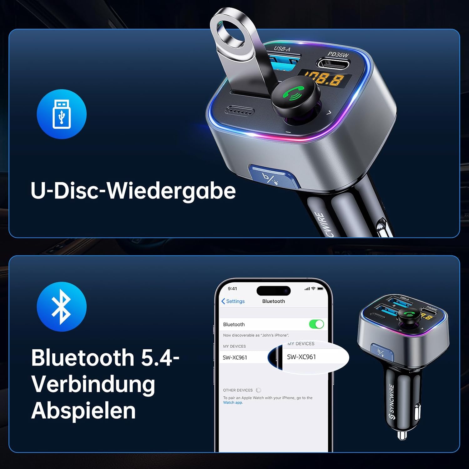 Thumbnail 5 de Syncwire FM-Transmitter mit Bluetooth 5.4