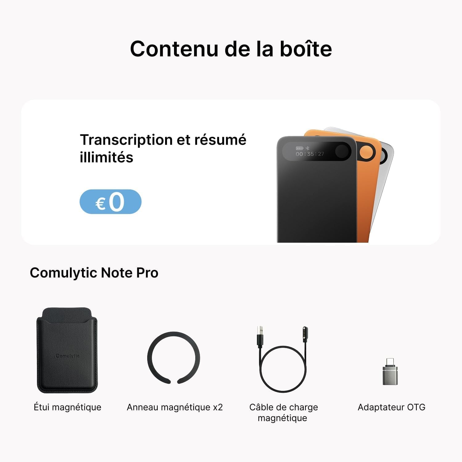 Detalle 2 de Comulytic Note Pro AI-spraakrecorder met 64 GB en transcriptie in 113 talen