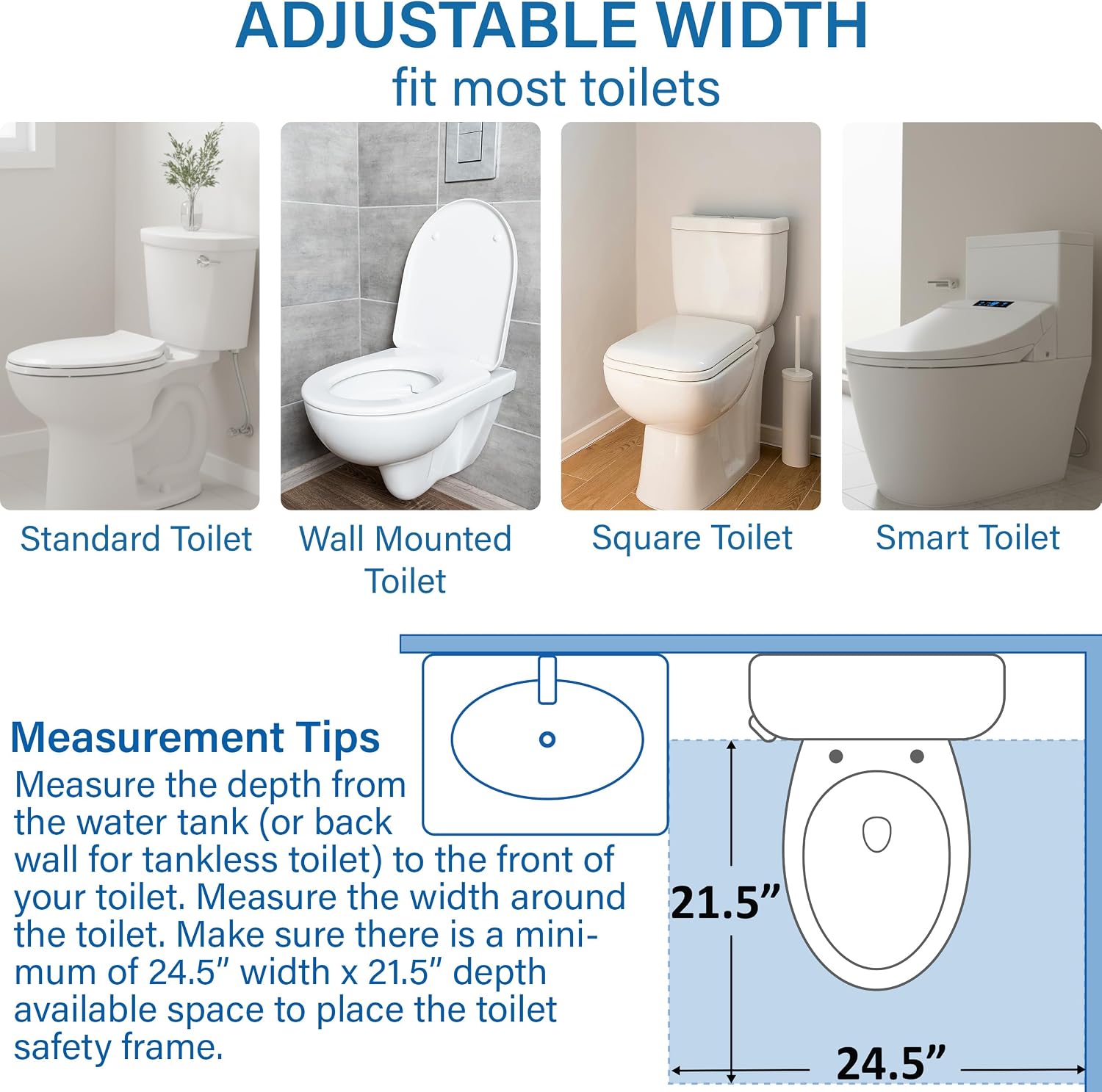 Detalle de Vaunn 10710-OG Adjustable Toilet Safety Rail, Foldable Steel Frame