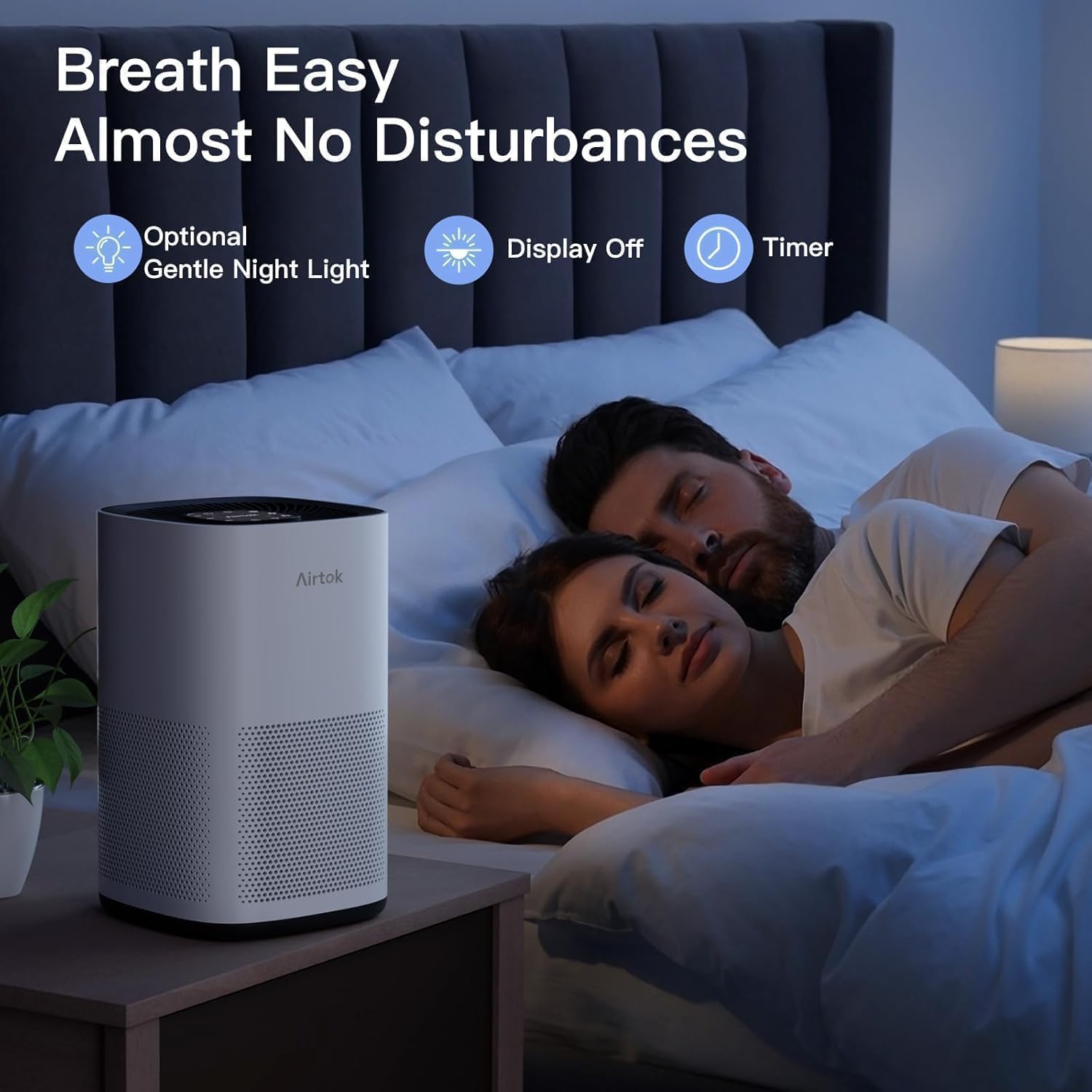 Thumbnail 5 de AIRTOK AP1001 Air Purifier for Home Pets (Bedroom) — H13 HEPA, Sleep Mode, up to 1190 sq ft