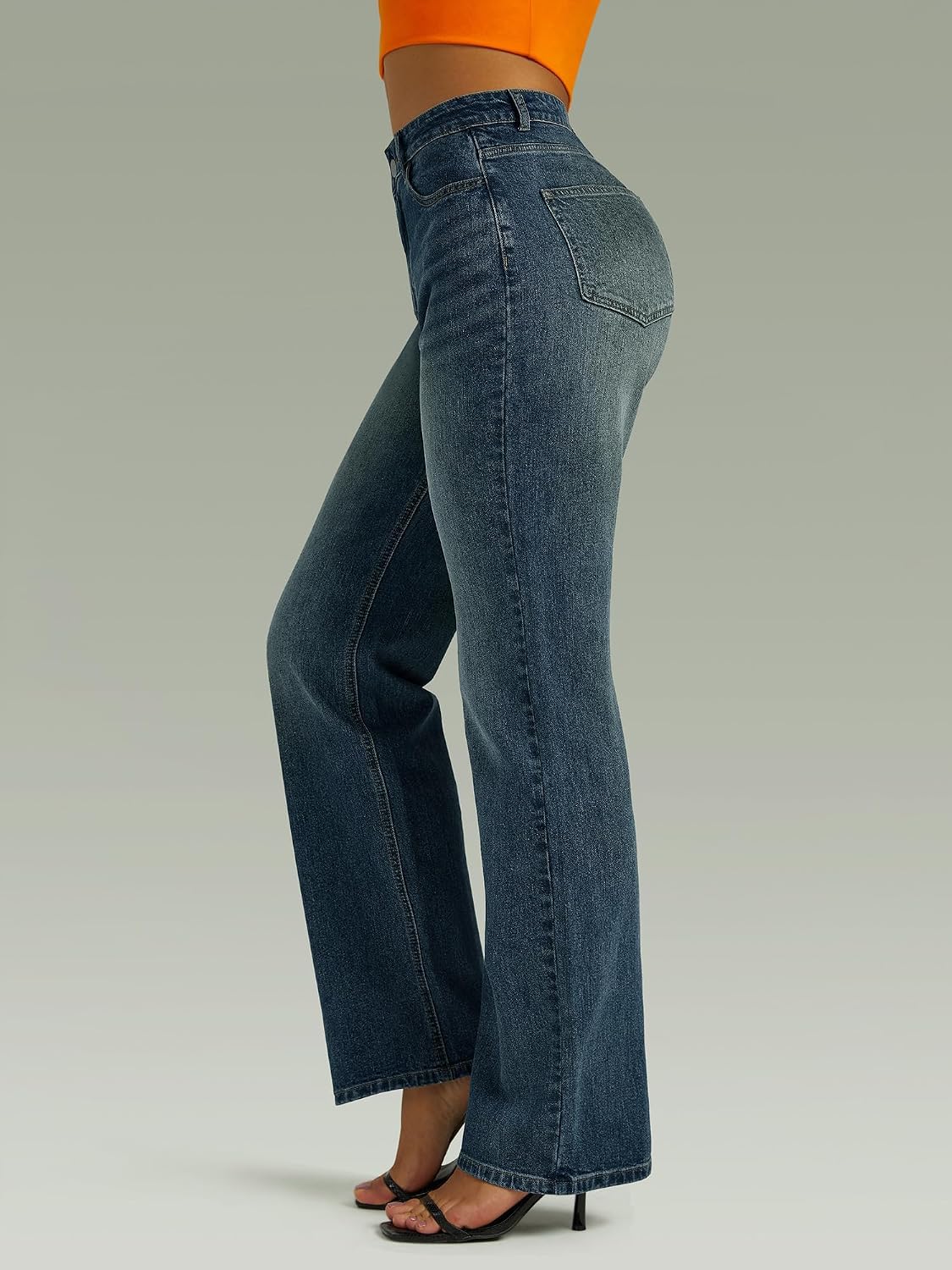 Detalle 1 de FUNUCA Straight Leg Jeans for Women, High-Rise Wide-Leg Stretch Denim