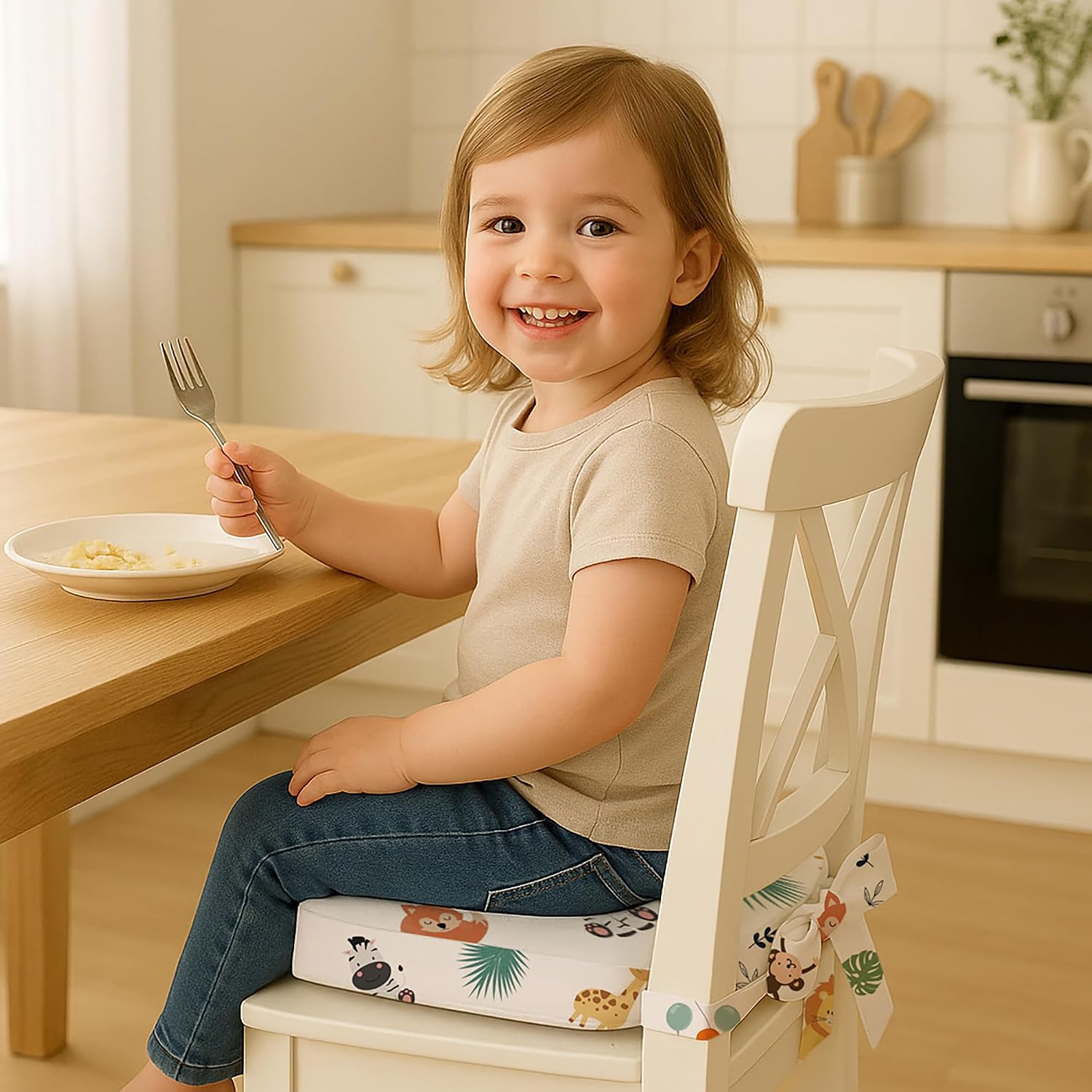 Detalle 2 de Totsy Baby Safari sittdyna för barn, 32 × 32 × 8 cm med justerbara remmar