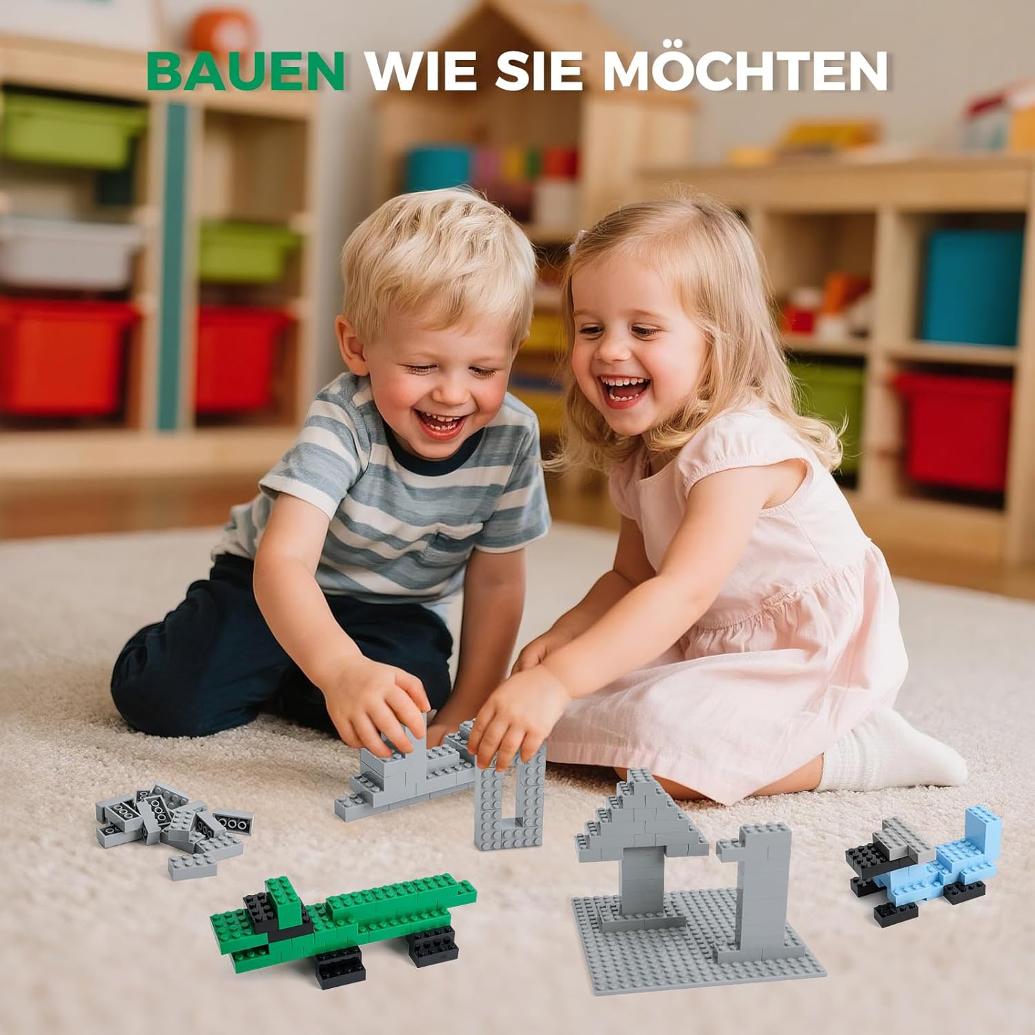 Thumbnail 6 de HUIZDQ 500 Stücke 2X4 Classic Bausteine Set – Dunkelgrau, kompatibel mit allen großen Marken