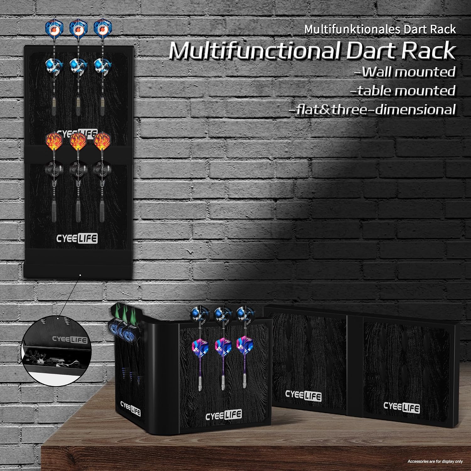 Thumbnail 1 de CyeeLife Plastic Darts Stand & Holder Black for 12 Darts – Assemblable & Detachable Pro Accessories