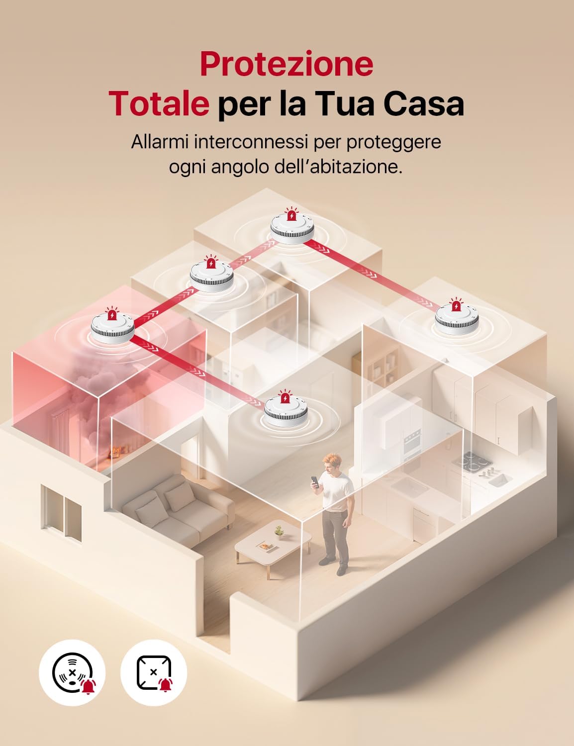 Thumbnail 3 de X-Sense SD11-MR rilevatore di fumo connesso Wi‑Fi (richiede stazione base SBS50)