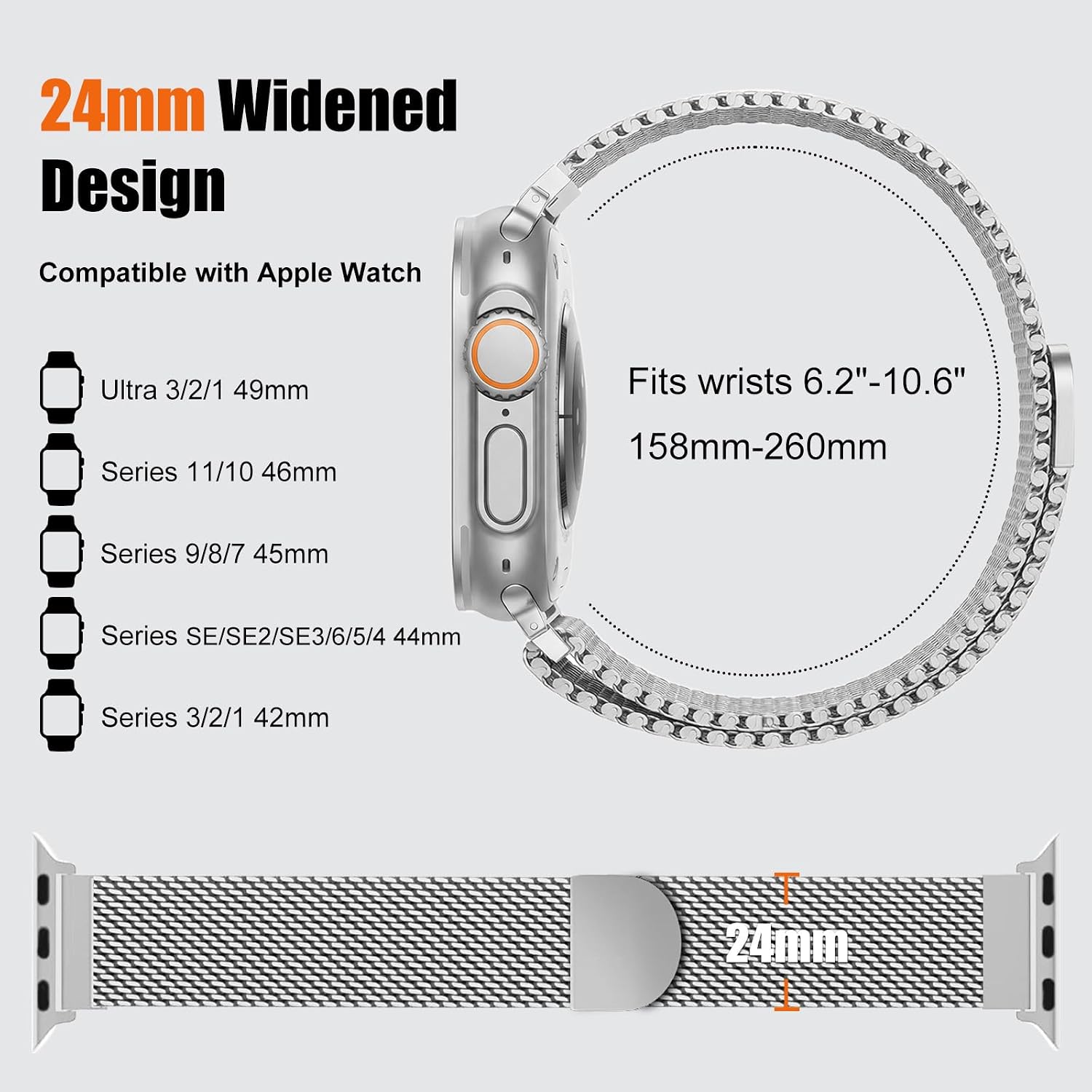 Detalle de Milanese Loop Magnetic Band for Apple Watch 49mm
