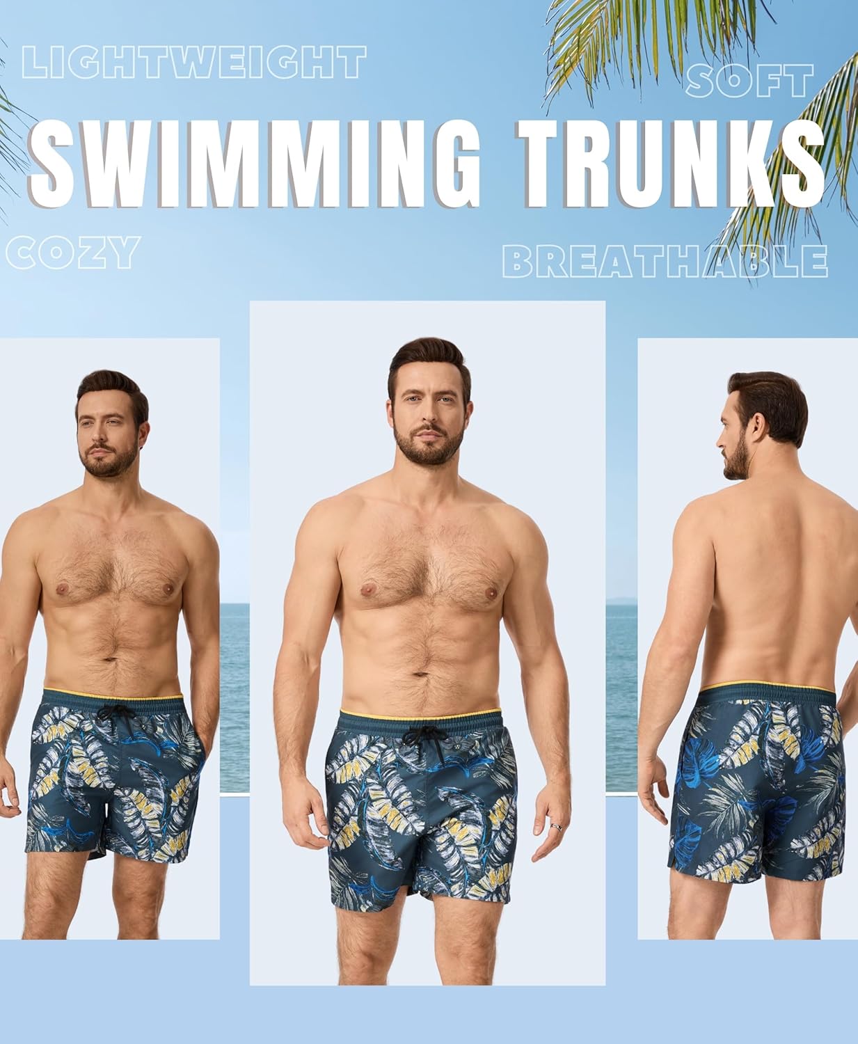 Detalle 2 de AMZSPORT Shorts de Bain Homme Boardshort Imperméable avec Poches et Doublure en Maille