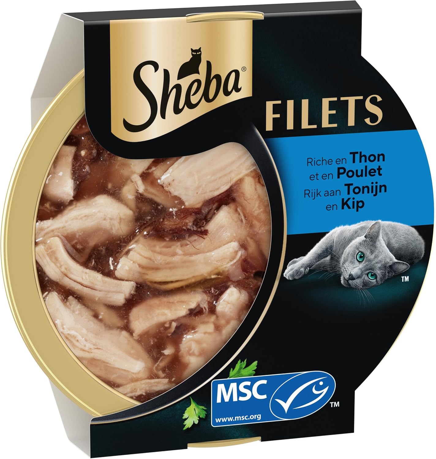 Detalle de SHEBA Filets pour Chat Adulte au Poulet et au Thon en Sauce – 32 barquettes de 60 g