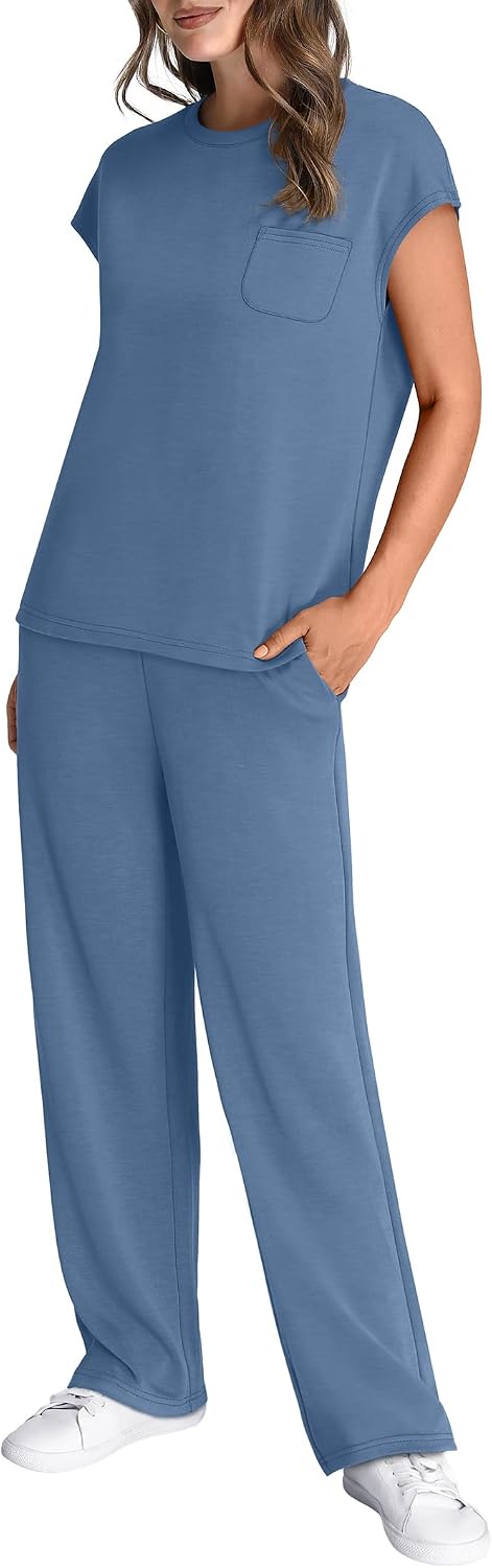 Detalle de WIHOLL 2 Piece Sets for Women: Lightweight Cap Sleeve Lounge Set