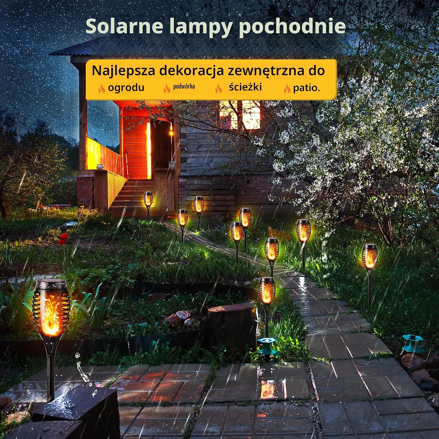 Detalle de NEXVIN 3f2d0c2c-cf73-459d-ac21-e429893ca55e – solarne lampy ogrodowe LED z efektem płomienia, zestaw 8 sztuk