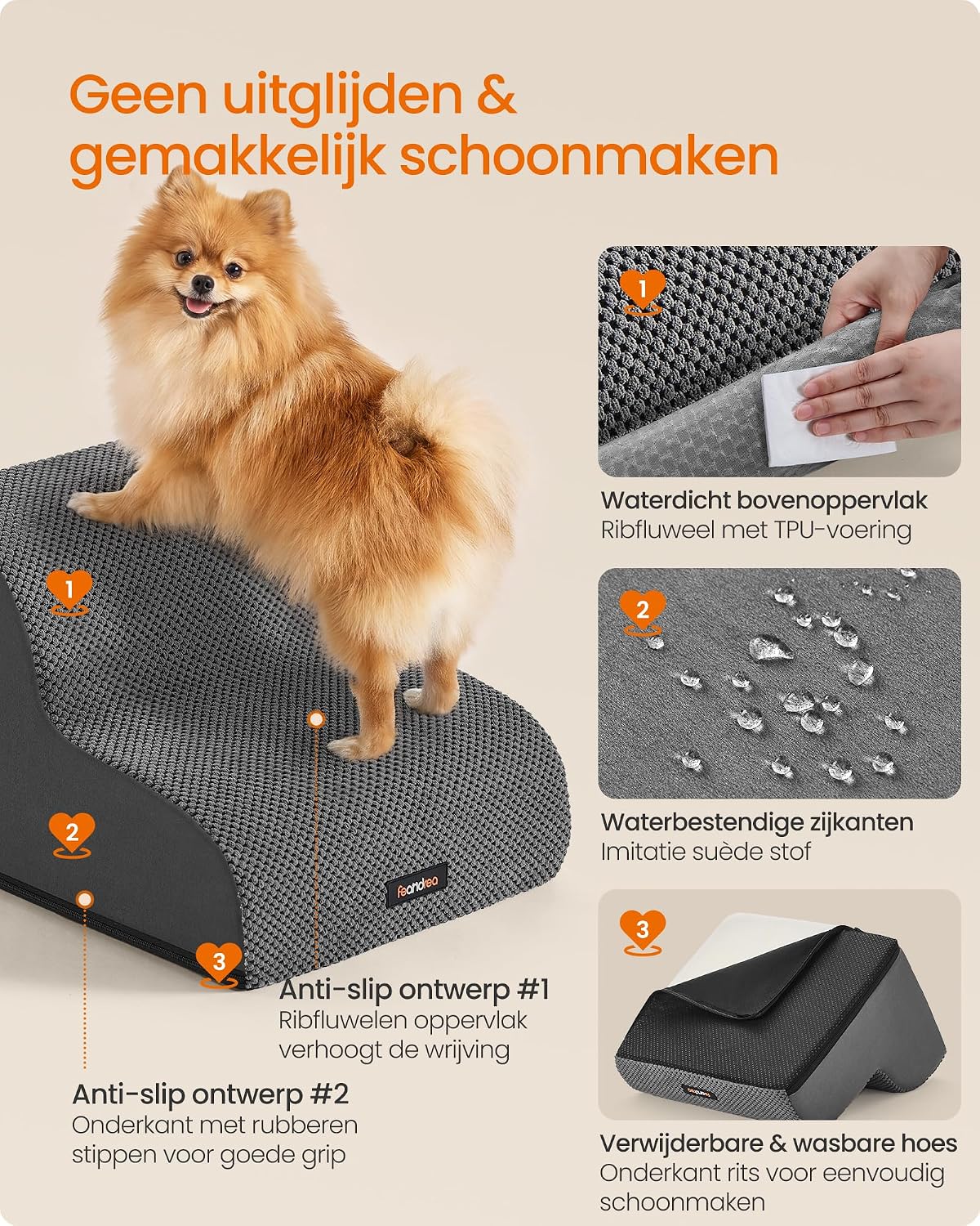 Detalle 1 de FEANDREA BADDI 777PPS012GN01 hondentrap, 2 treden met antisliphoes