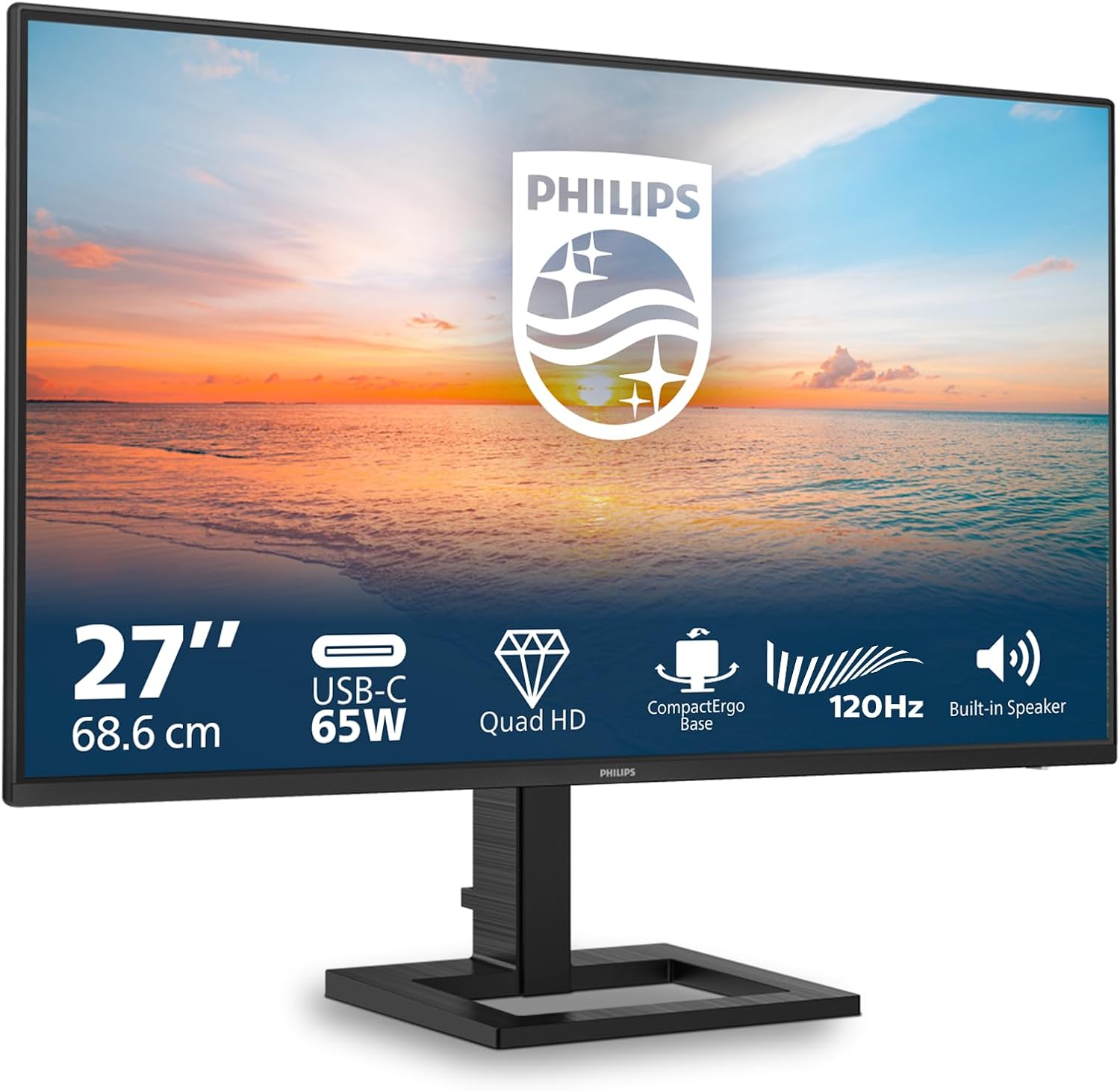 Detalle de Philips 27E1N1600AE: 27-inch QHD monitor with built-in speakers, HDR, and USB‑C Power Delivery