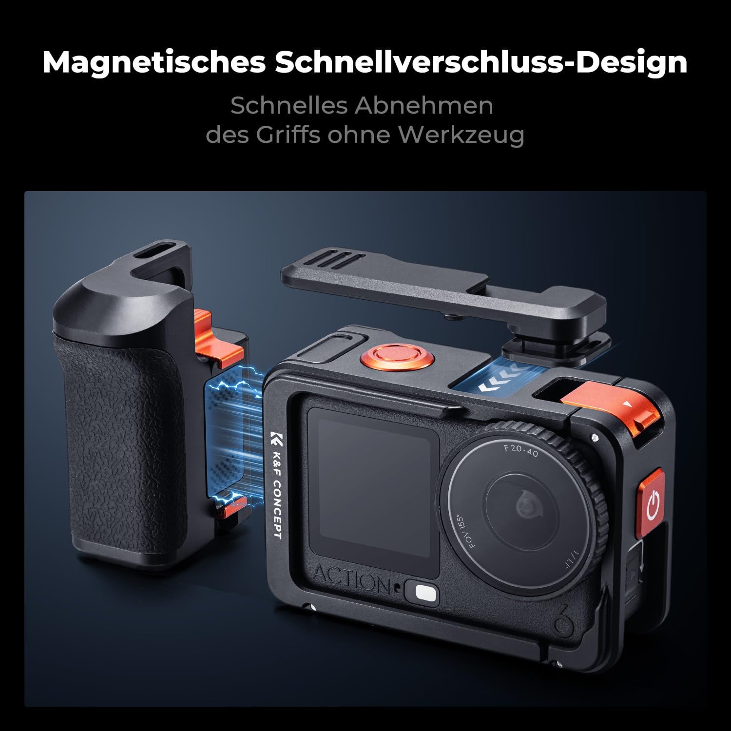 Thumbnail 5 de K&F CONCEPT Street Grip Kit mit Käfig für DJI Osmo Action 6 – Griffhalter-Set mit Schnellverschluss