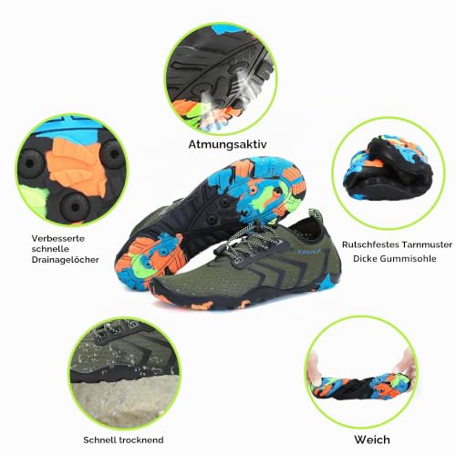 Detalle de SAGUARO Badeschuhe Aquaschuhe Strandschuhe Surfschuhe Neu-Grün, 44 EU