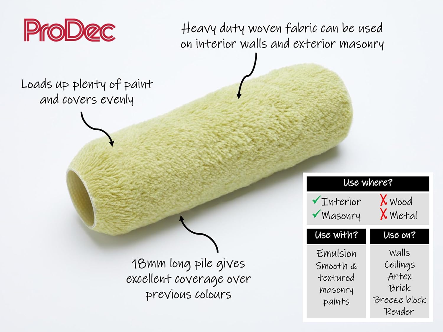 Thumbnail 1 de ProDec 9 inch Twin Masonry Paint Roller Set (5 pieces) for Exterior Walls