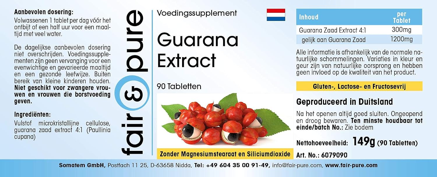 Thumbnail 6 de Fair & Pure Guarana Extrakt 300 mg – 90 Tabletten, 4:1 Extrakt aus Guaranasamen
