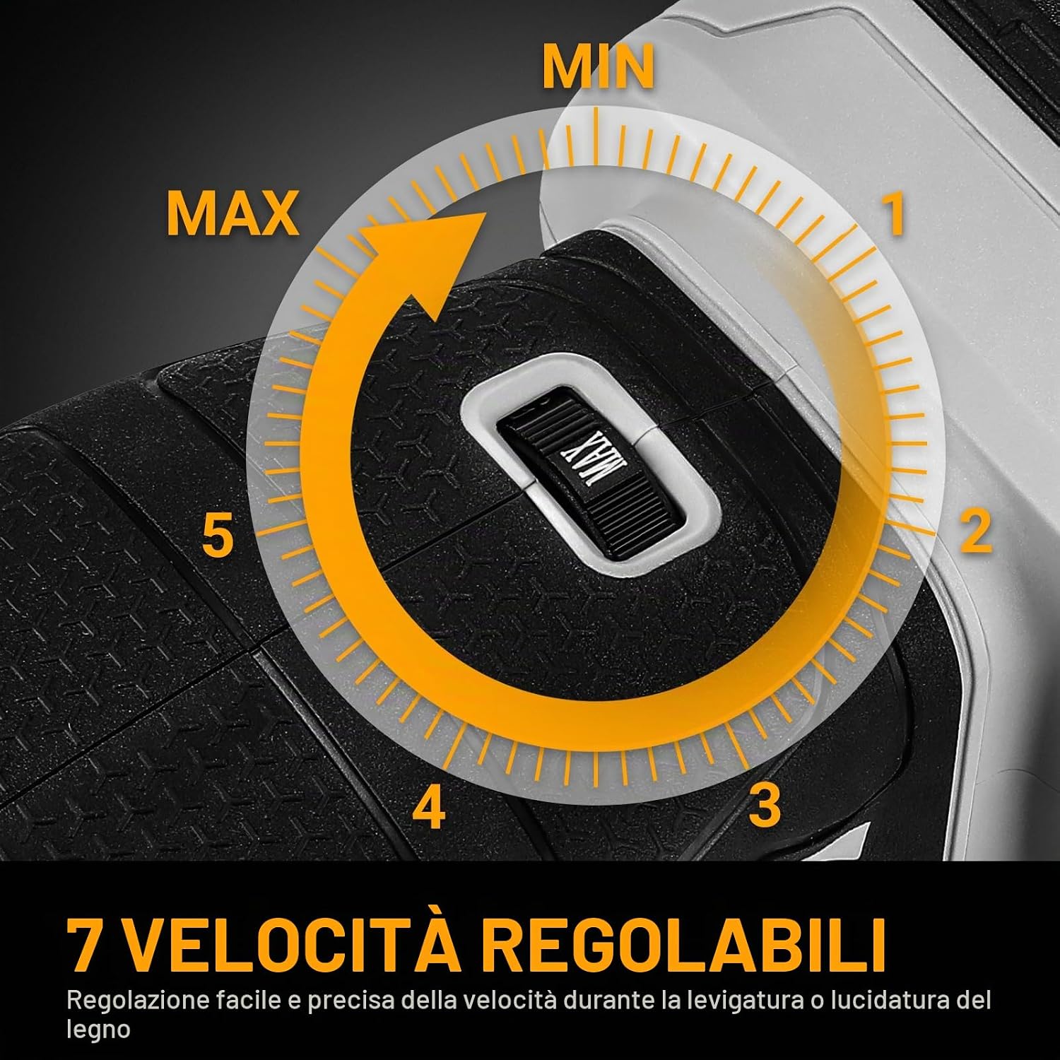 Thumbnail 2 de DEKOPRO Levigatrice Orbitale a Batteria 125 mm con 15 Fogli e Accessori