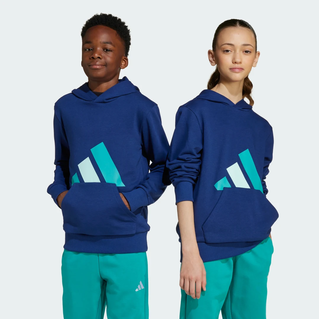 Detalle de Sudadera con capucha Essentials para niños de Adidas: azul