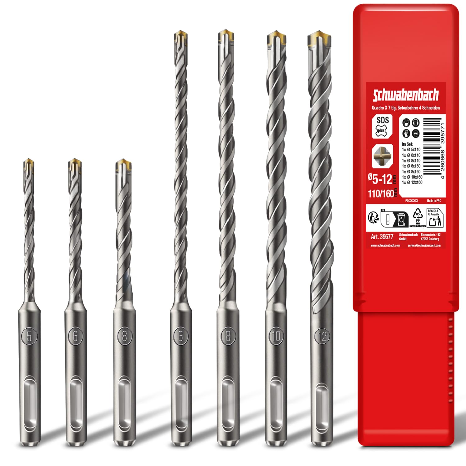 Detalle de SCHWABENBACH SDS Plus Betonbohrer Set 7-tlg.