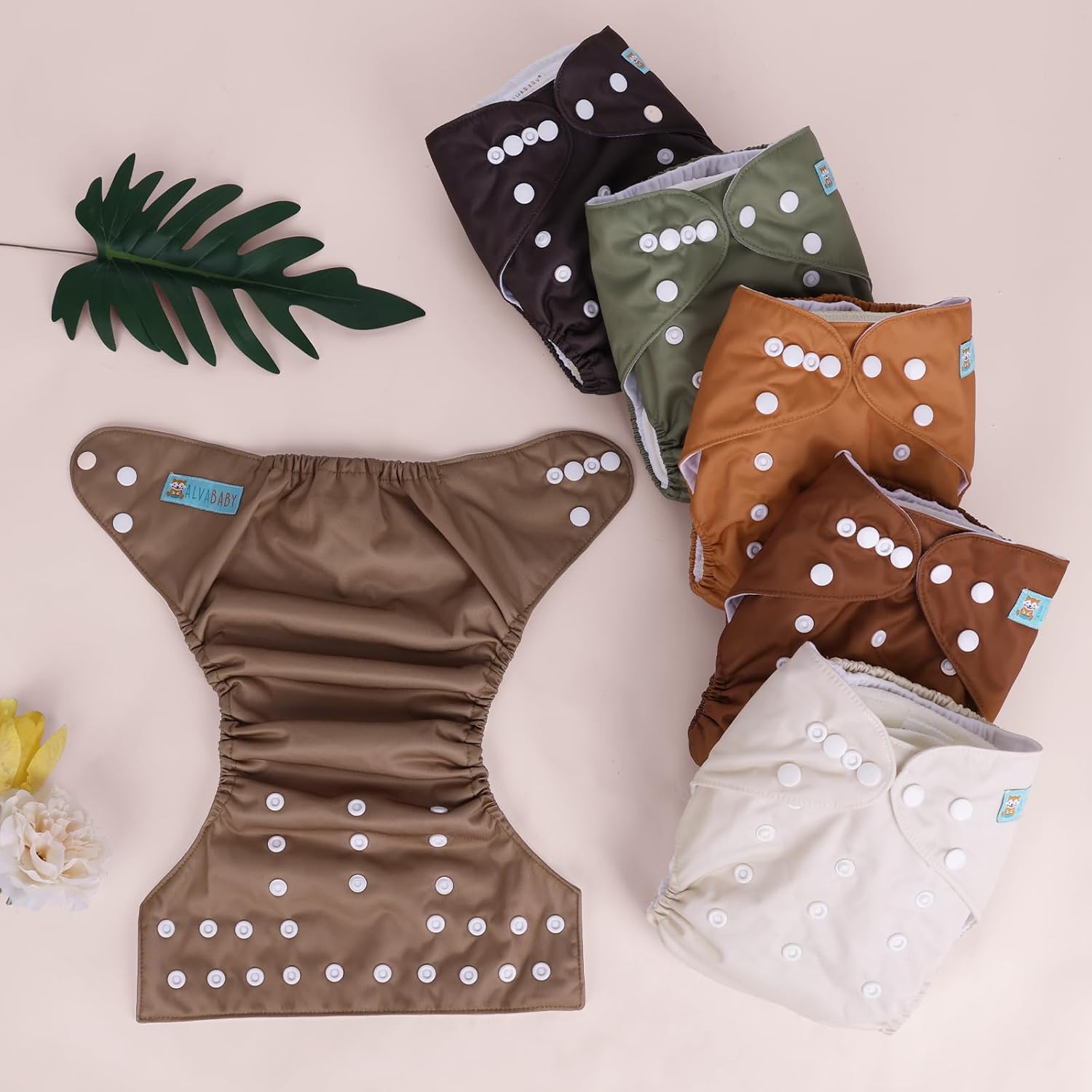 Thumbnail 6 de ALVABABY One-Size Cloth Diapers, 6 Pack with 12 Inserts, Adjustable and Washable