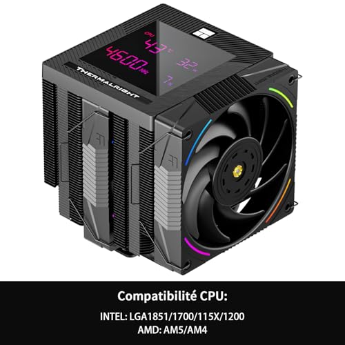 Detalle de TR Phantom Spirit 120 Digitaler EVO CPU-Kühler: refroidissement avec écran numérique pour AM4/AM5 et sockets Intel