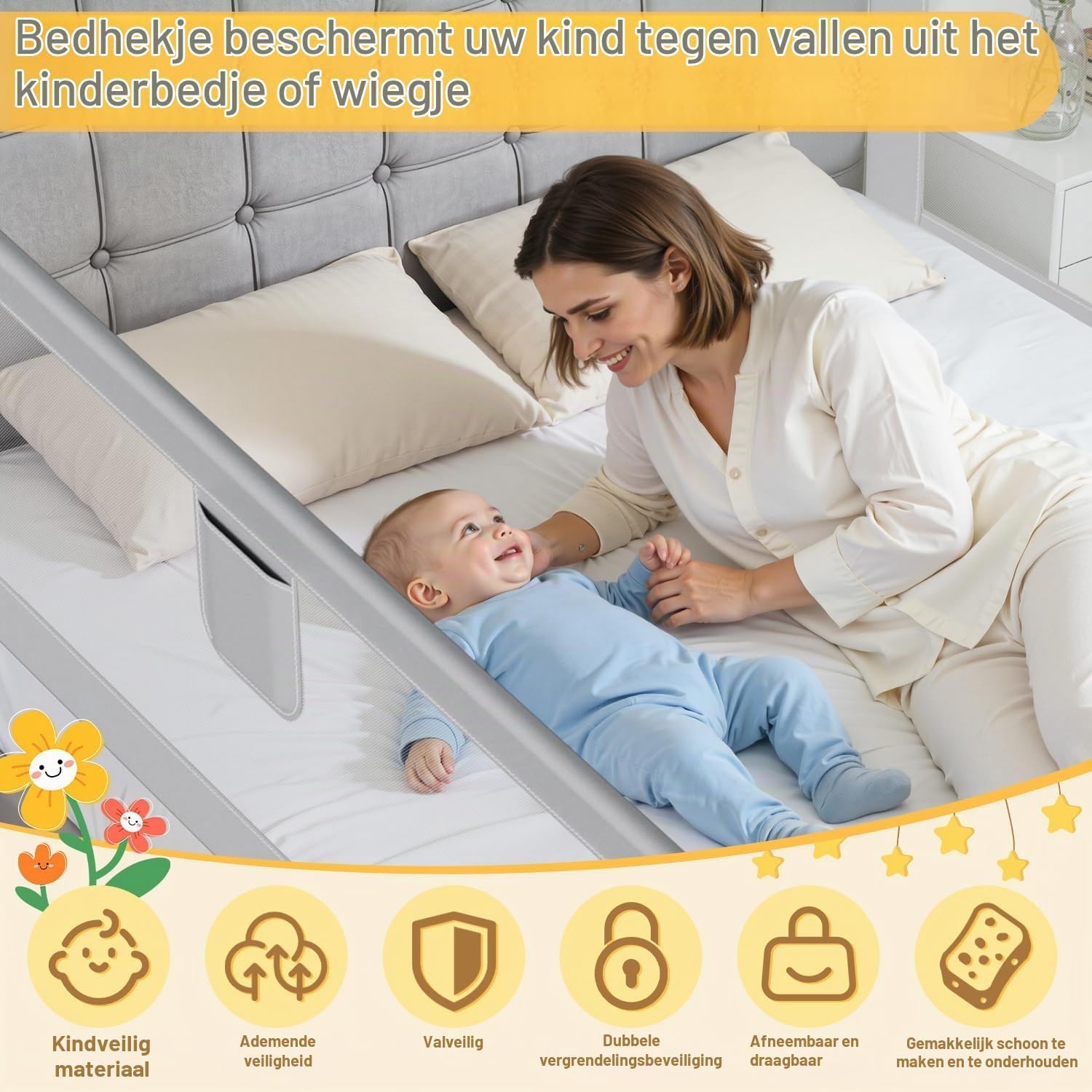 Detalle 2 de Ikodm THW-11657*2 11656*1-B1c bedhekset, 3 delen, 64–96 cm