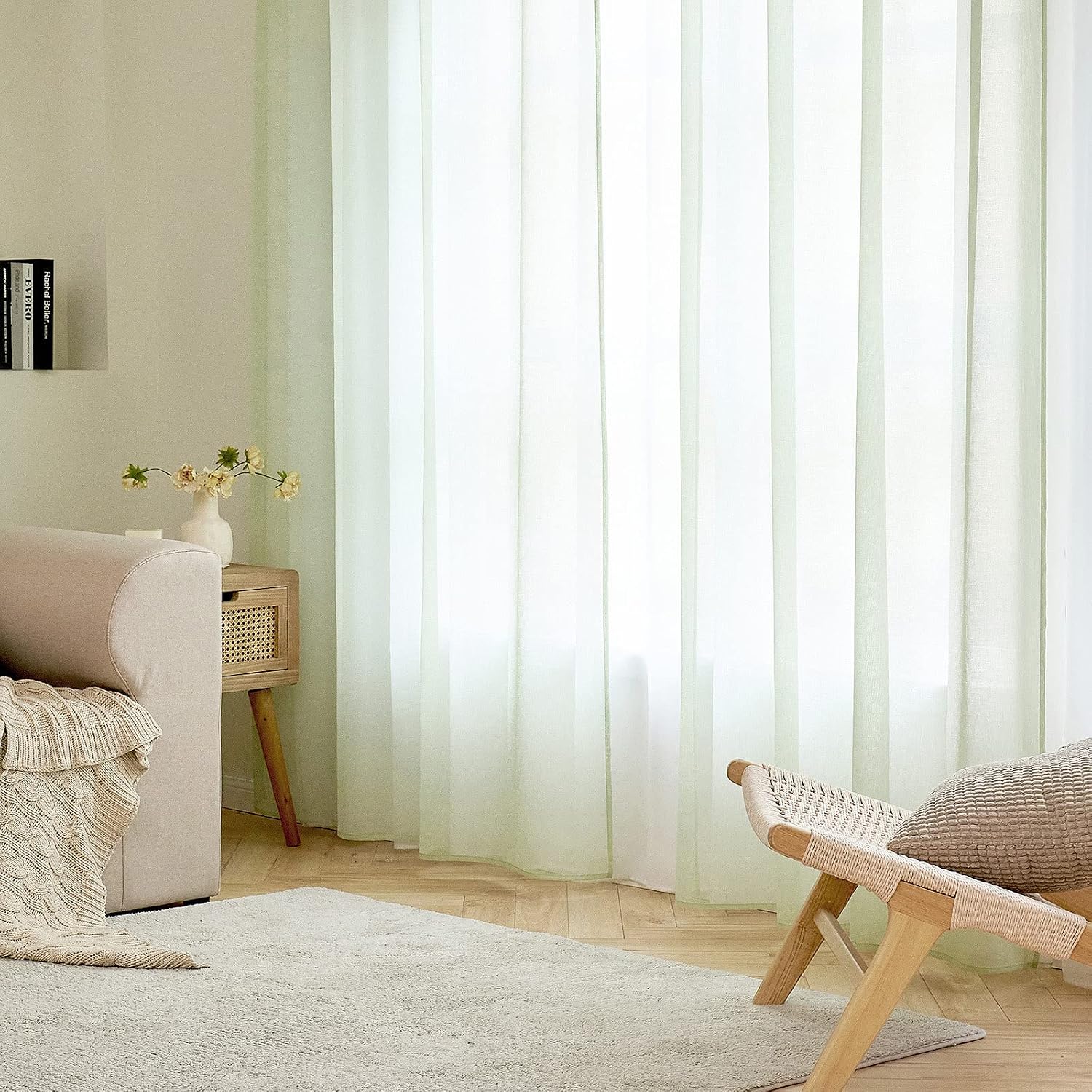 Detalle de Rideaux voile transparents 140x225 Vert