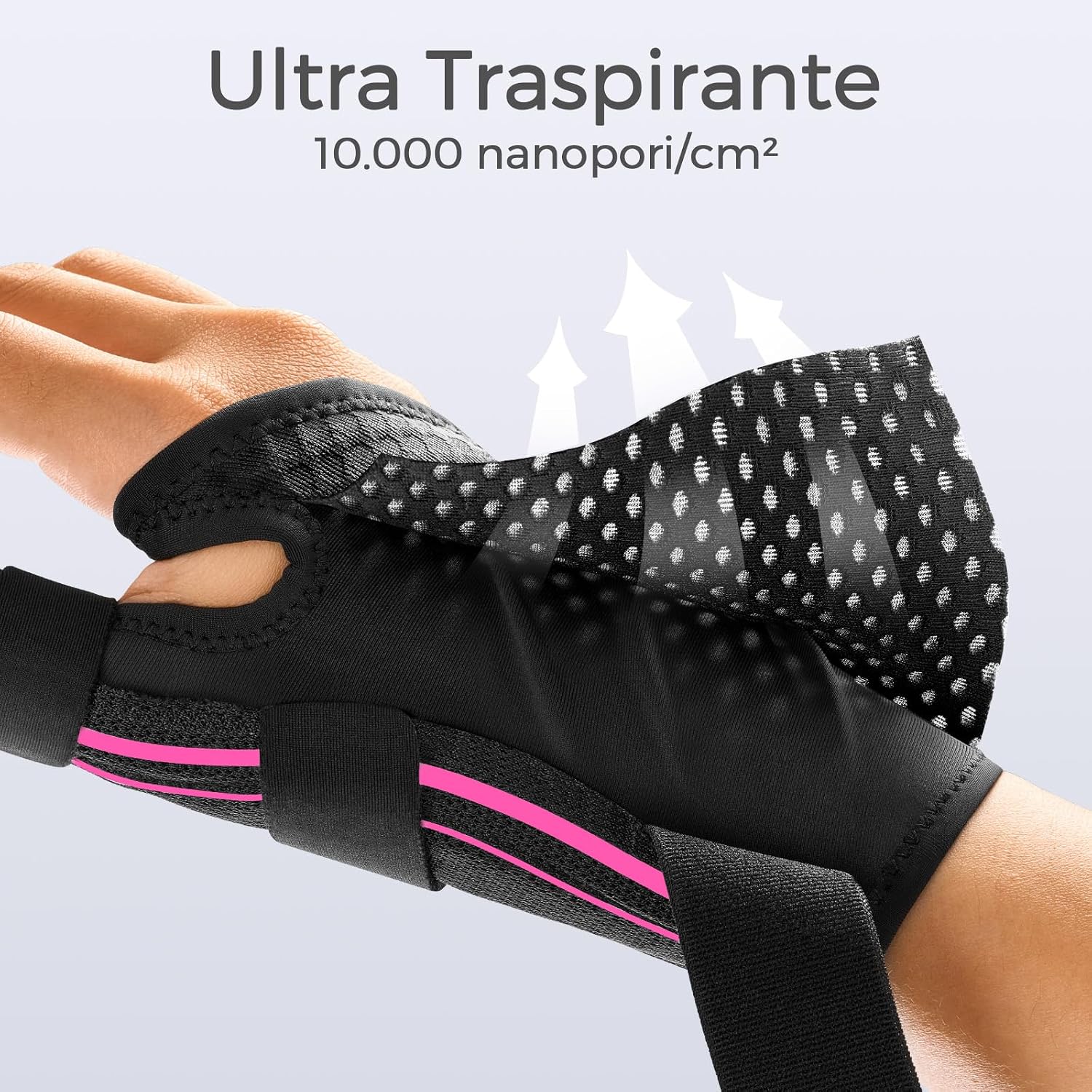 Detalle de FREETOO tutore per pollice sinistro e destro ergonomico (S/M rosa/nero) per tendinite, rizoartrosi e sindrome di De Quervain