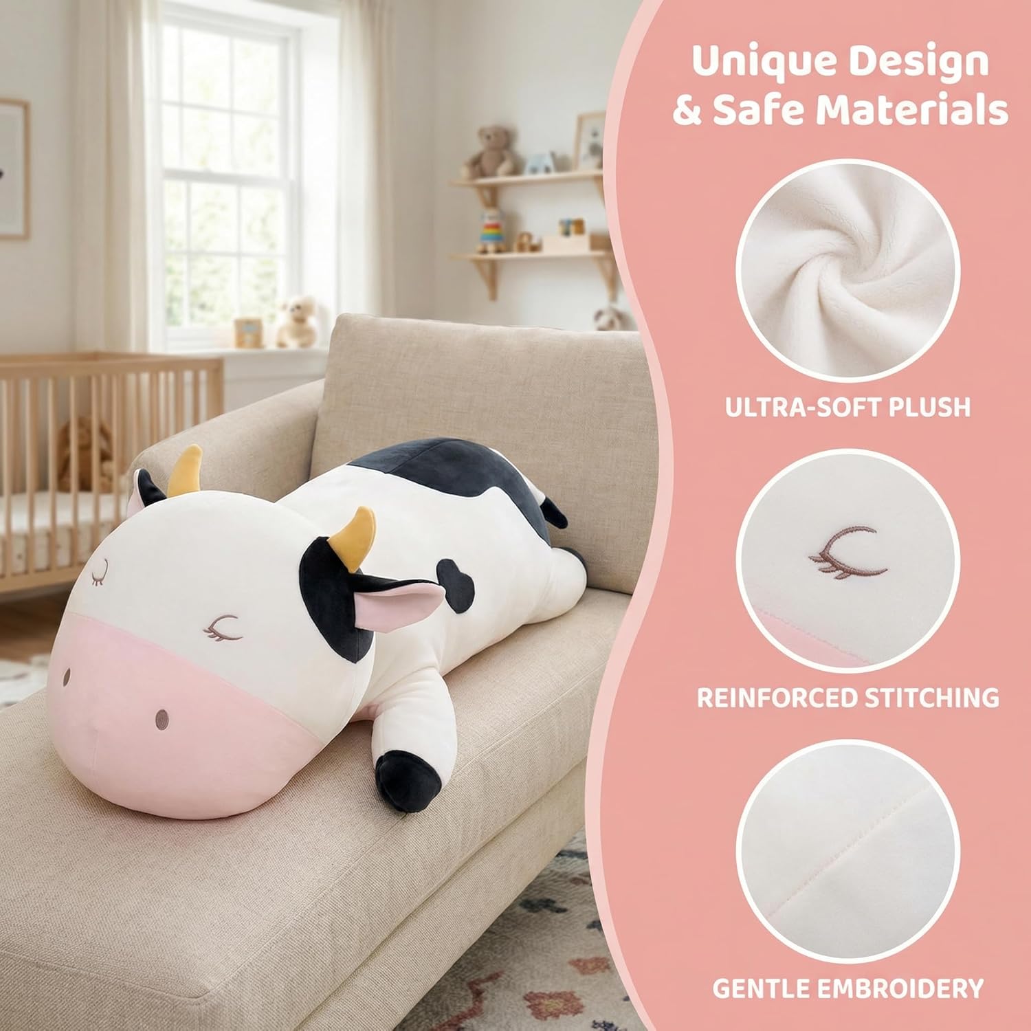 Thumbnail 2 de GAGAKU Peluche di mucca da latte pesante 66 cm: coccole, comfort e versatilità