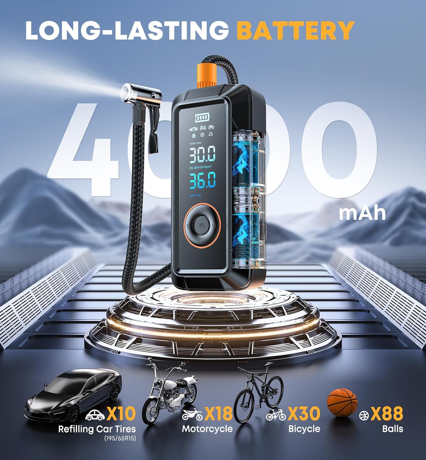 Detalle 2 de Tire Inflator Portable Air Compressor 12V