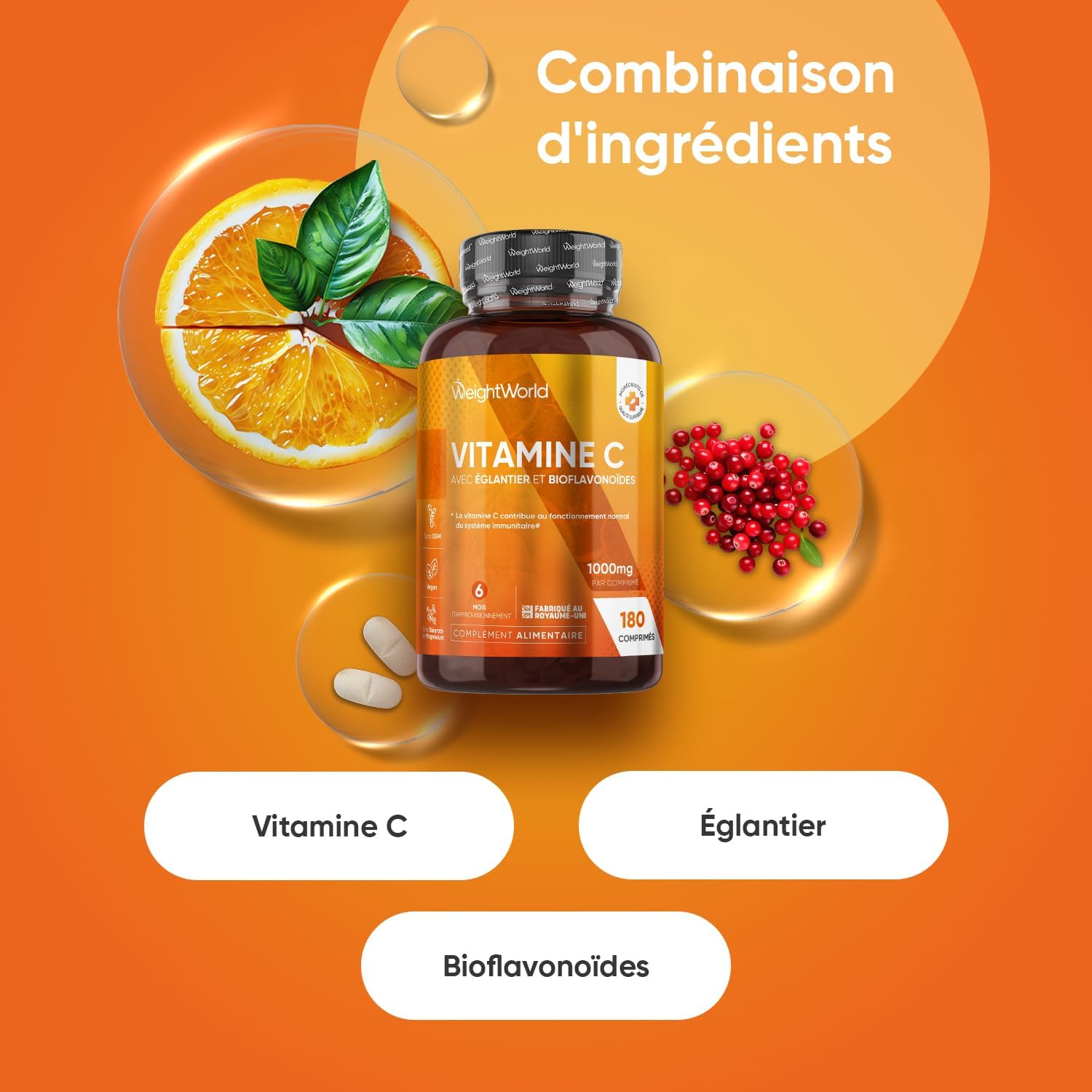 Thumbnail 1 de WeightWorld Vitamine C 1000 mg 180 comprimés
