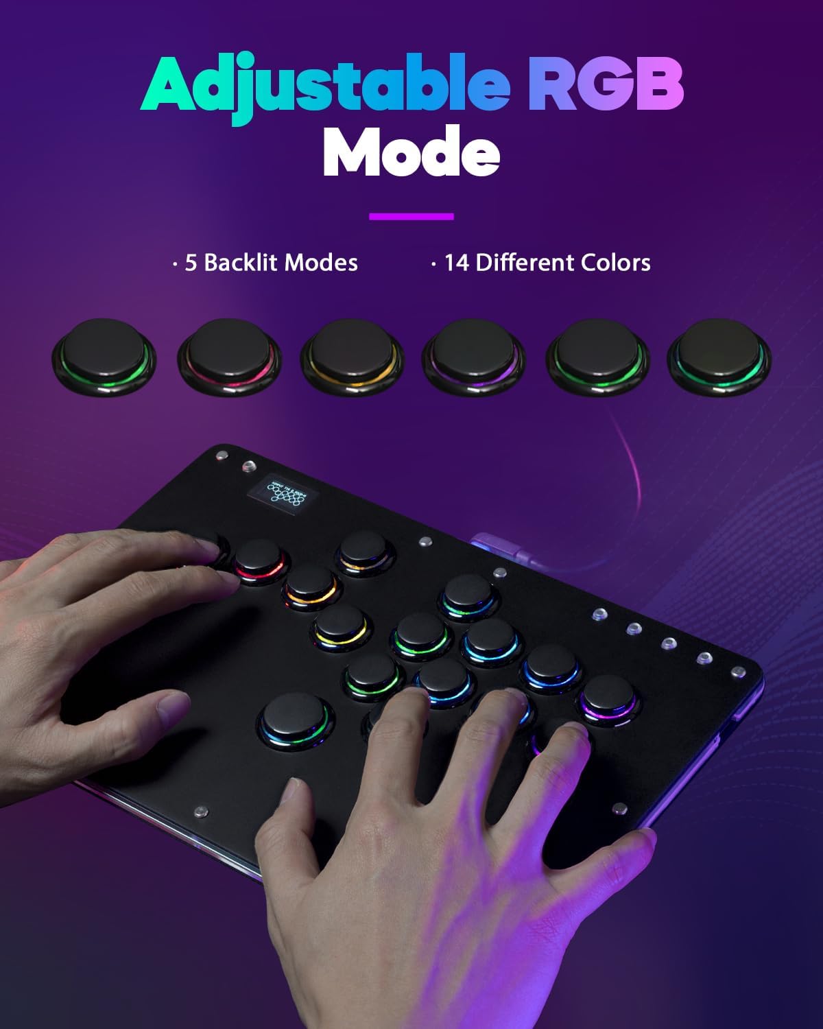 Thumbnail 4 de Sehawei Arcade Stick R16 All-Button Controller (16 keys) with custom RGB, turbo & hot-swap for PC/PS3/PS4/Switch/Steam