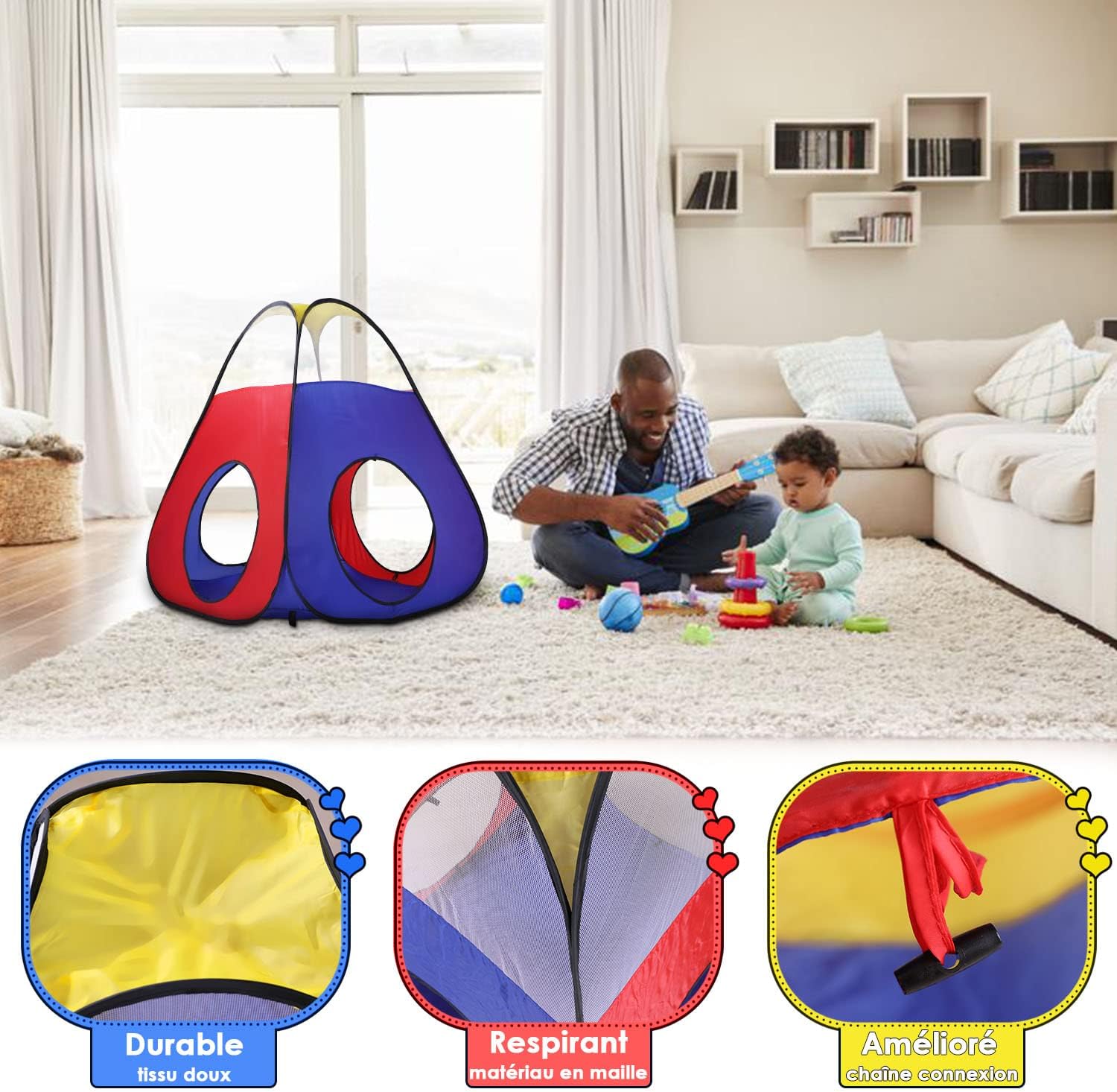 Thumbnail 2 de Opret Play Tent for Kids: 4 in 1 Pop Up Playset with Tunnels, Tent and Ball Pit