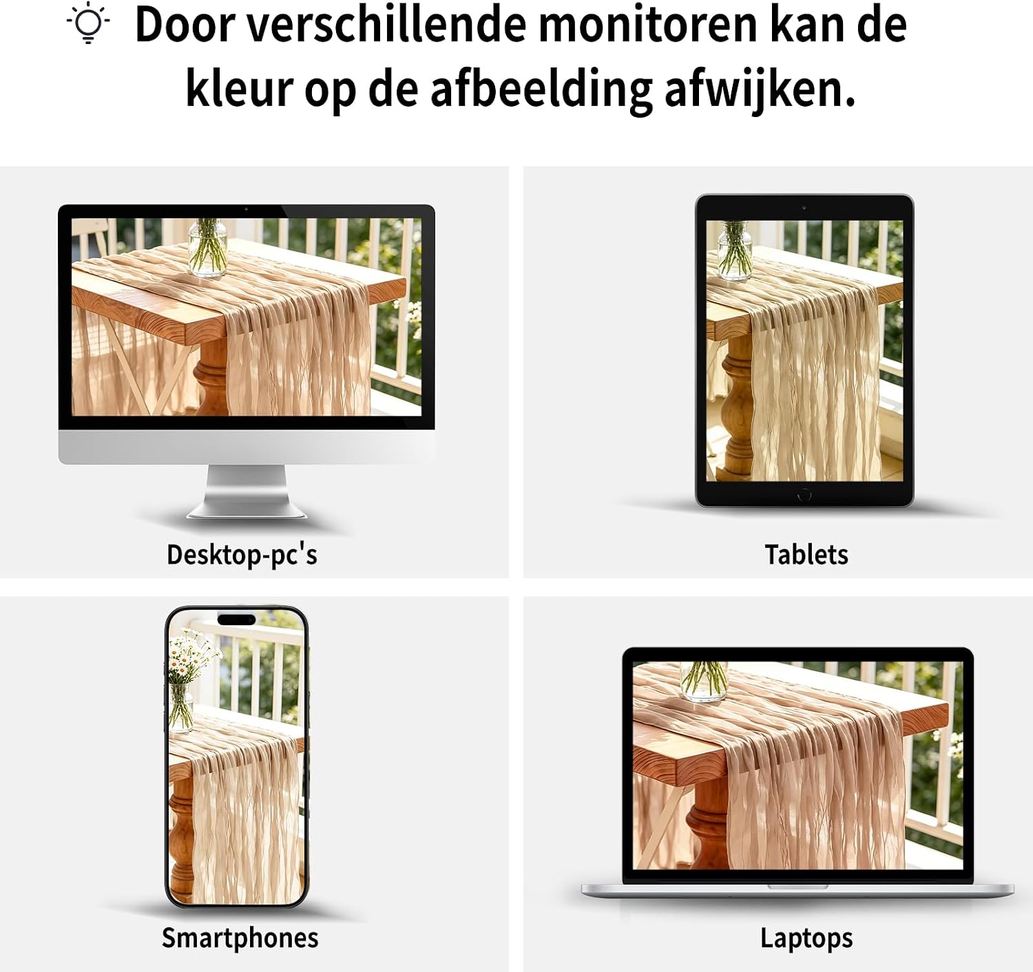 Thumbnail 2 de Foatcox ZQ018 tafelloper van polyester, champagnekleurig, 300 x 90 cm