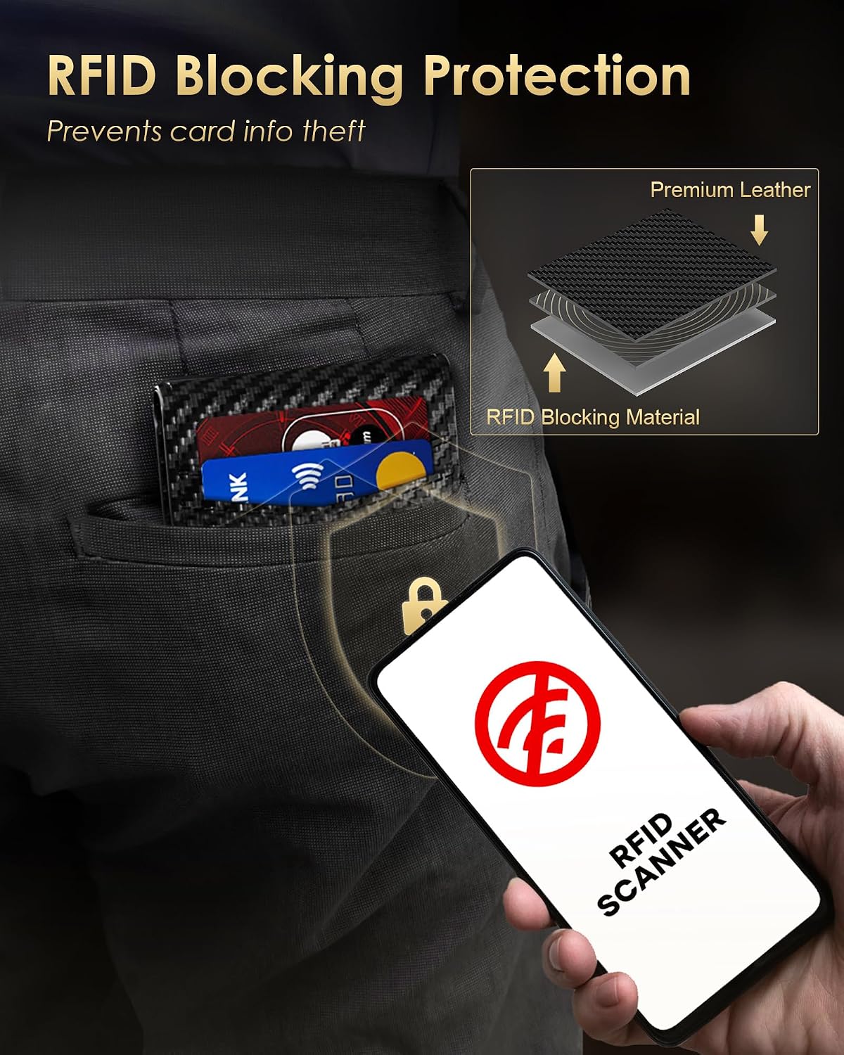 Detalle 2 de 2026 Wallet for Men RFID Blocking Bifold 12 cards